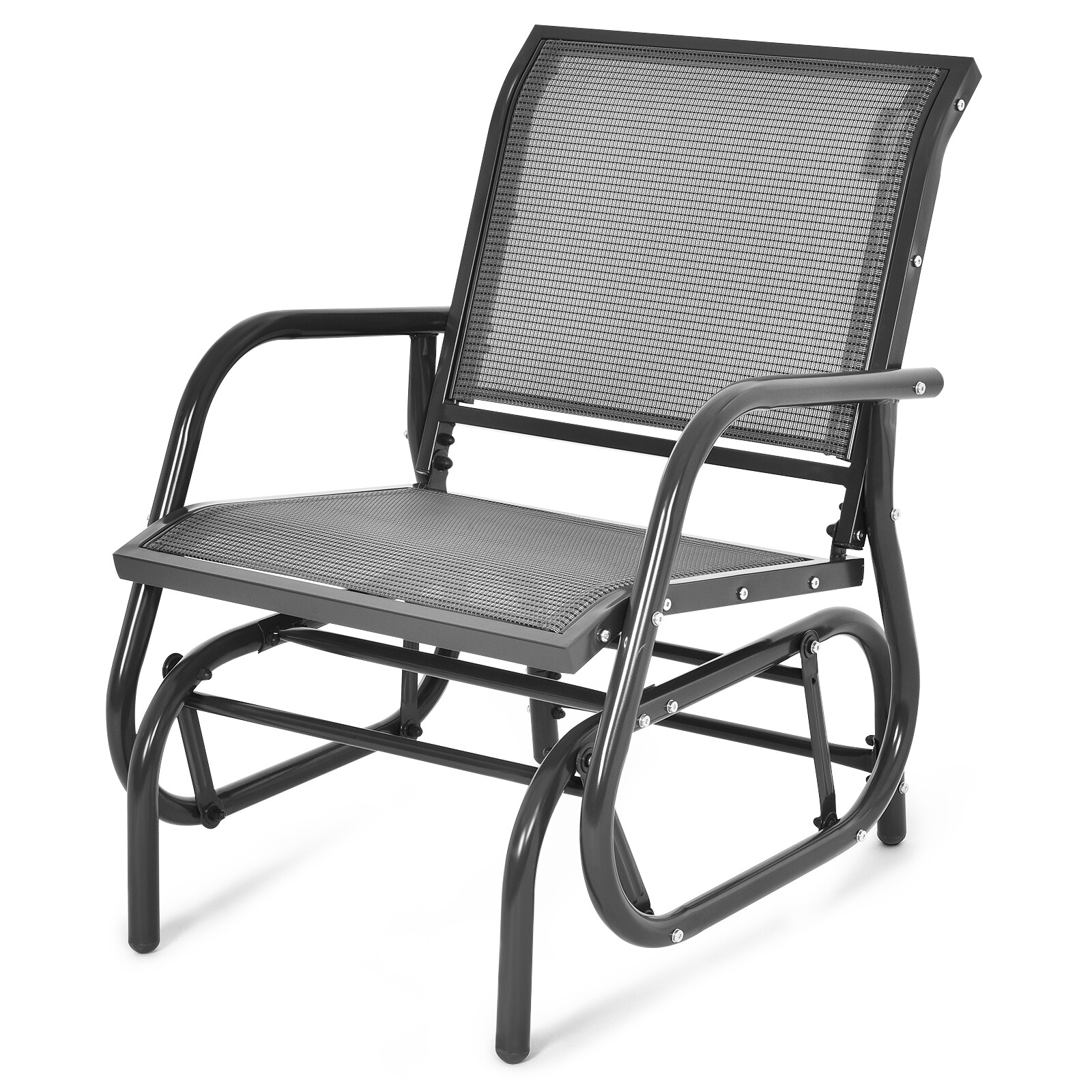 Slickblue - 1-person Steel Outdoor Swing Chair for Patio Balcony Garden Backyard Poolside Indoor ...