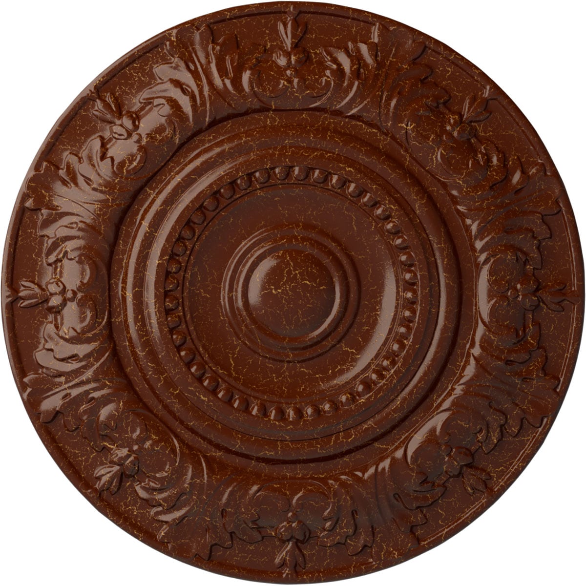 Ekena Millwork CM20BXBMC Biddix 20.875-in W x 20.875-in L Painted Burnished Mahogany Crackle Polyurethane Whole Ceiling Medallion