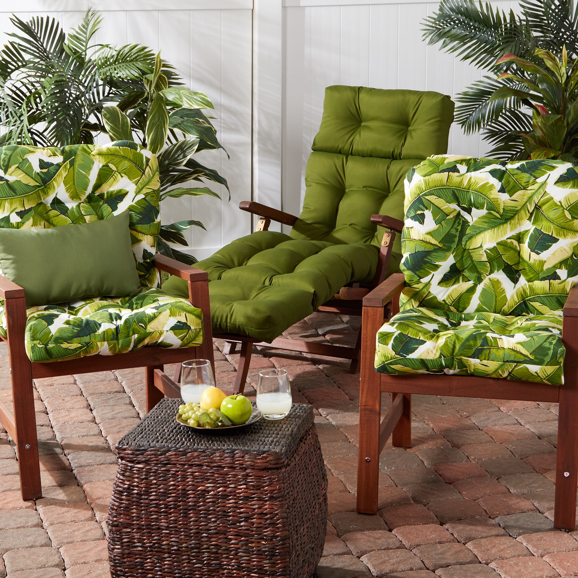 Greendale Home Fashions OC6815S2-PALM-WHITE Patio-Furniture-Cushions - View #6