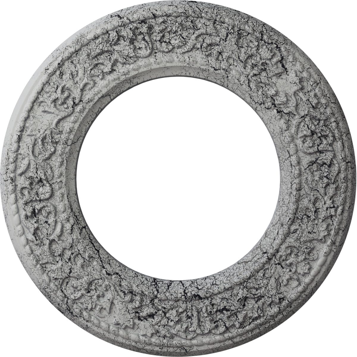 Ekena Millwork CM13BLUWC Blackthorn 13.375-in W x 13.375-in L Painted Ultra Pure White Crackle Polyurethane Whole Ceiling Medallion