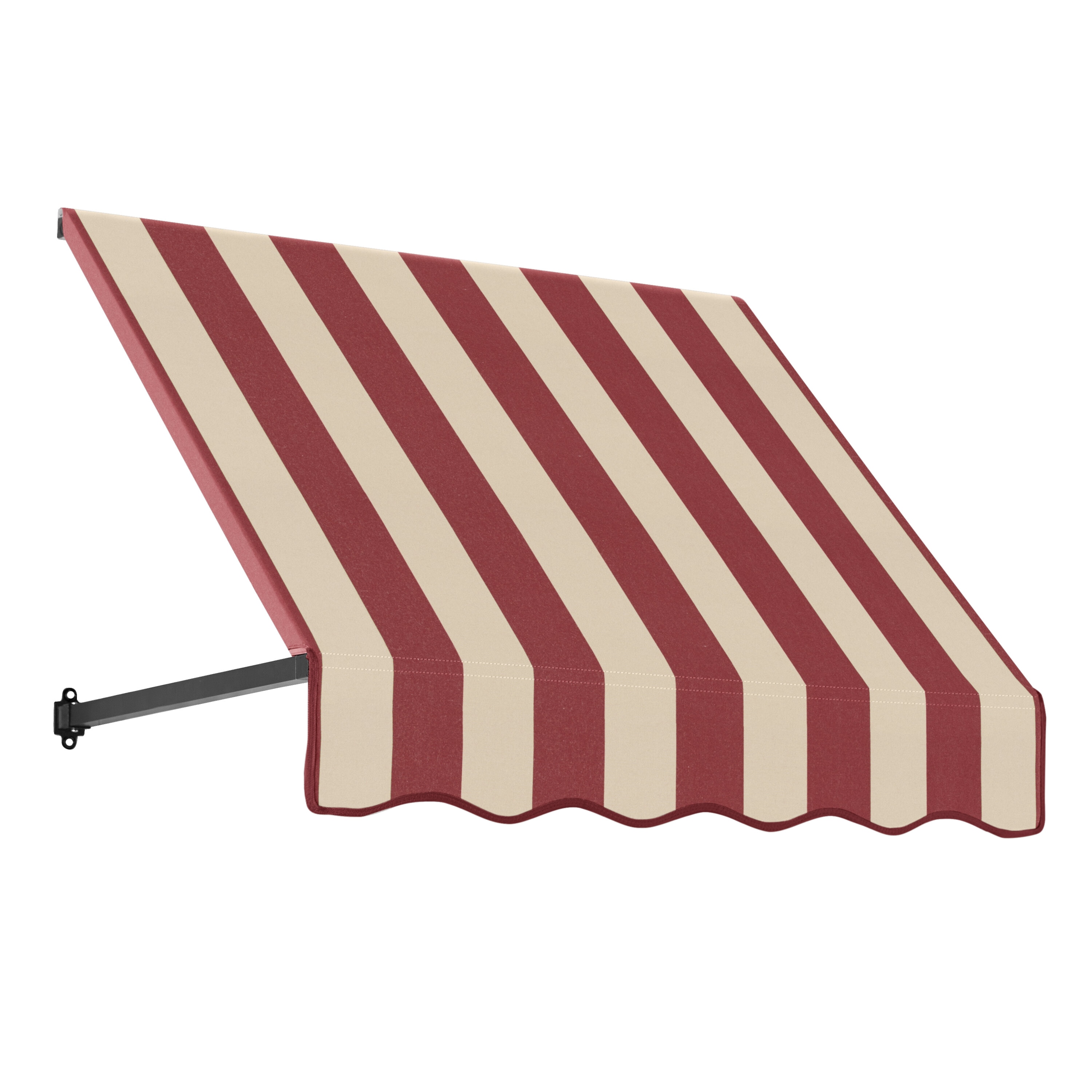 Awntech ER23-L-3BT Dallas Retro 40.5-in Wide x 36-in Projection x 24-in Height Fabric Burgundy/Tan Stripe Striped Fixed Window/Door Awning