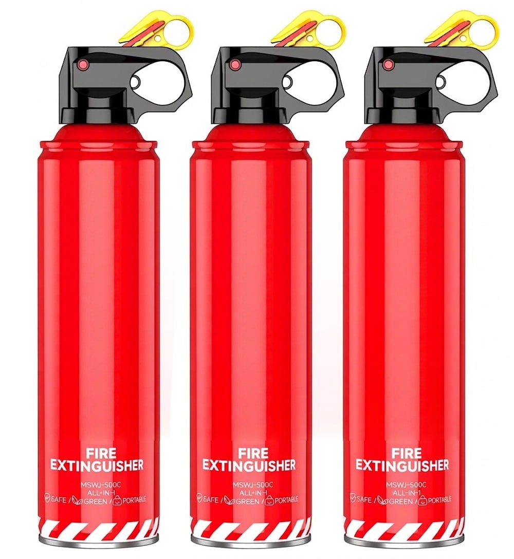 Adrinfly 3 Pack Portable Fire Extinguisher for Home Car Kitchen Boat Aerosol Spray ABC K Class Compact Water Based Includes Mounting Brackets #LAD0420R05
