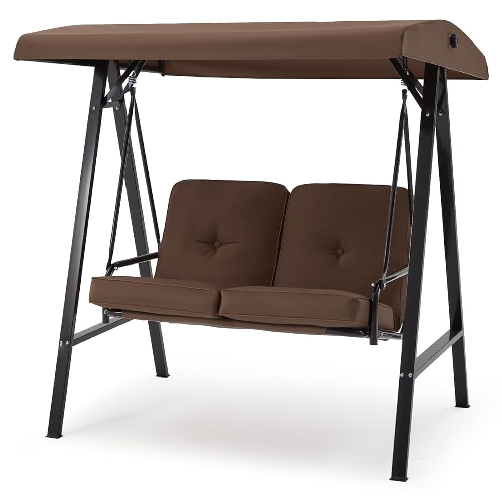 AECOJOY 19031BR-LS01 Swing 2 -person Brown Steel Outdoor Swing