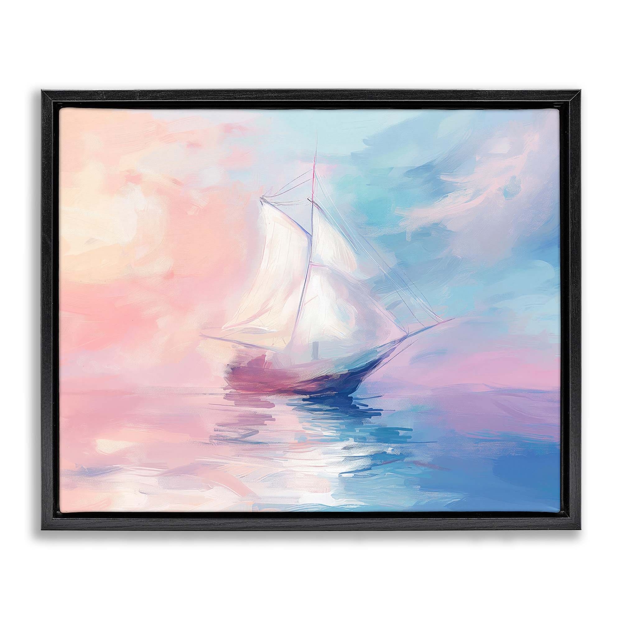 Stupell Industries BT-695-FFB-24X30 Soft Pastel Sea Vessel Floating Frame design by Arlington Prints