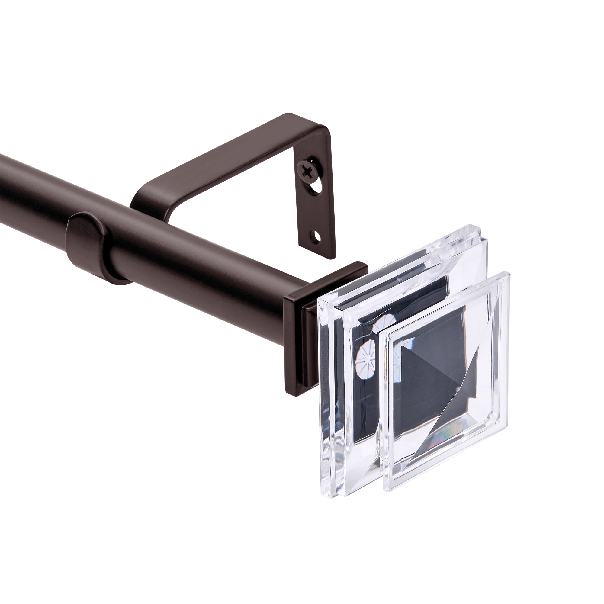 Adjustable Oil Rubbed Bronze Curtain Rod with Crystal Finials