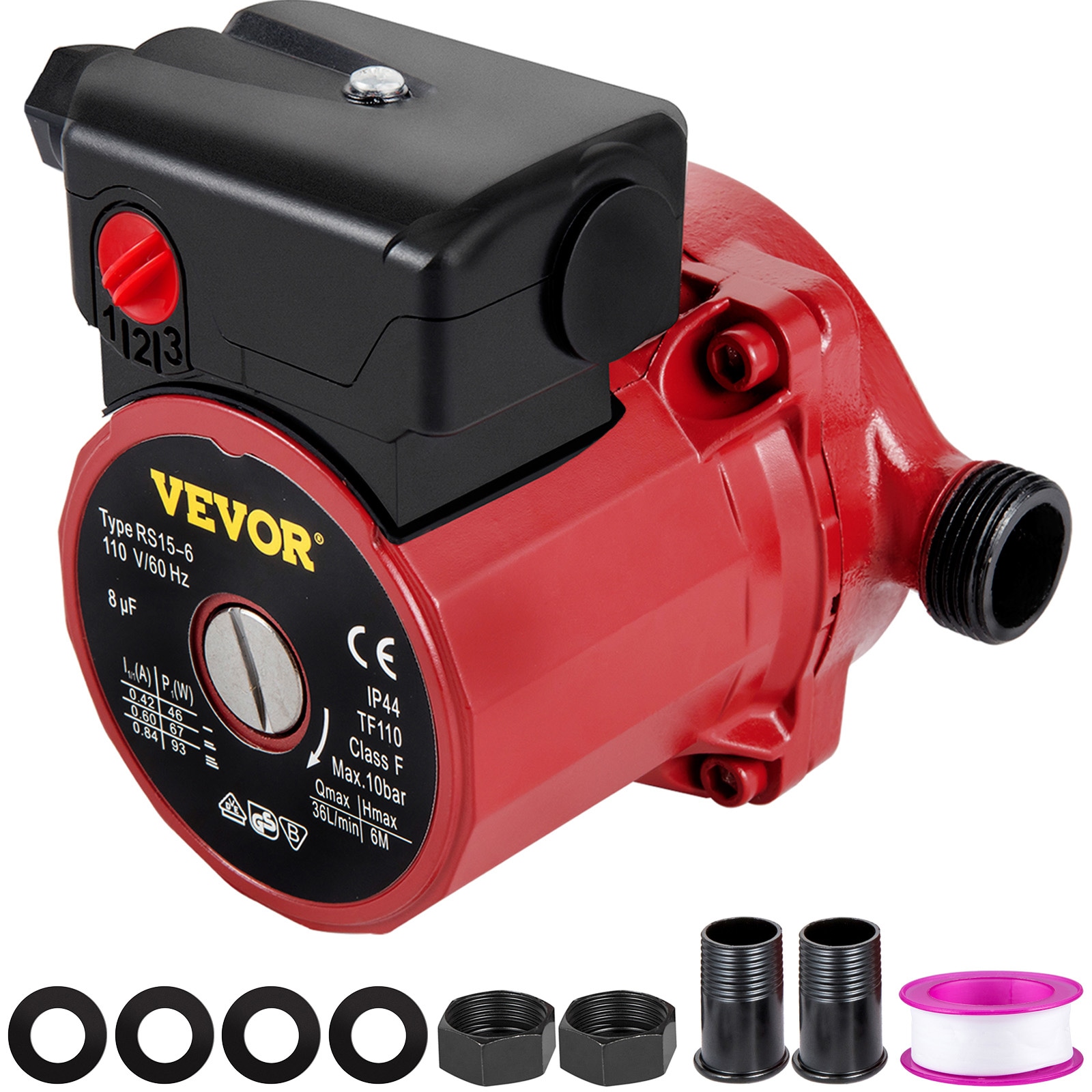 VEVOR 93W Water Circulating Pump 3/4-in-Dia Steel Recirculating Pump  Electric Water Heater in the Water Heater Accessories department at 