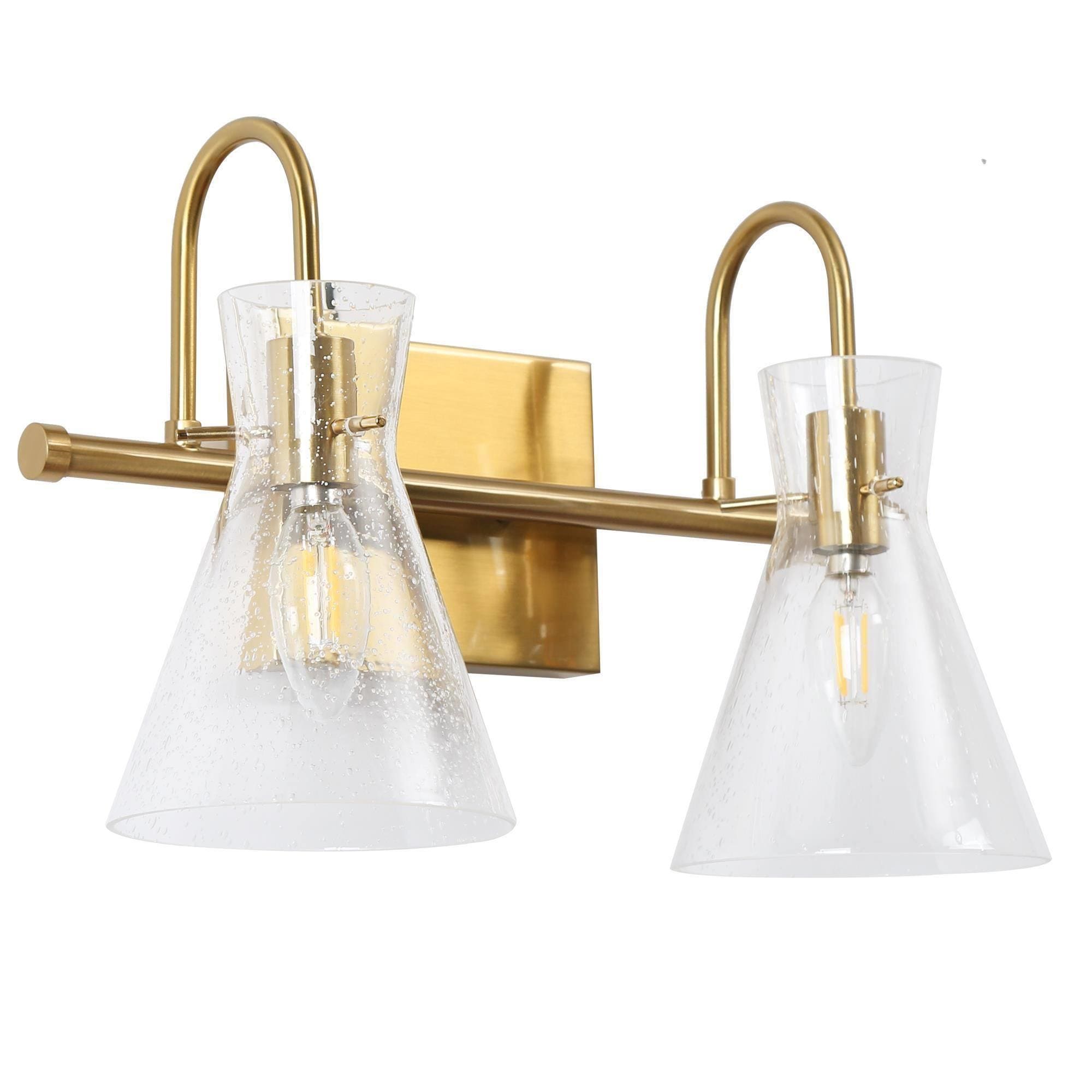 Uolfin Rome 15 In 2 Light Polished Brass Gold With Clear Bell Glass   60768421 