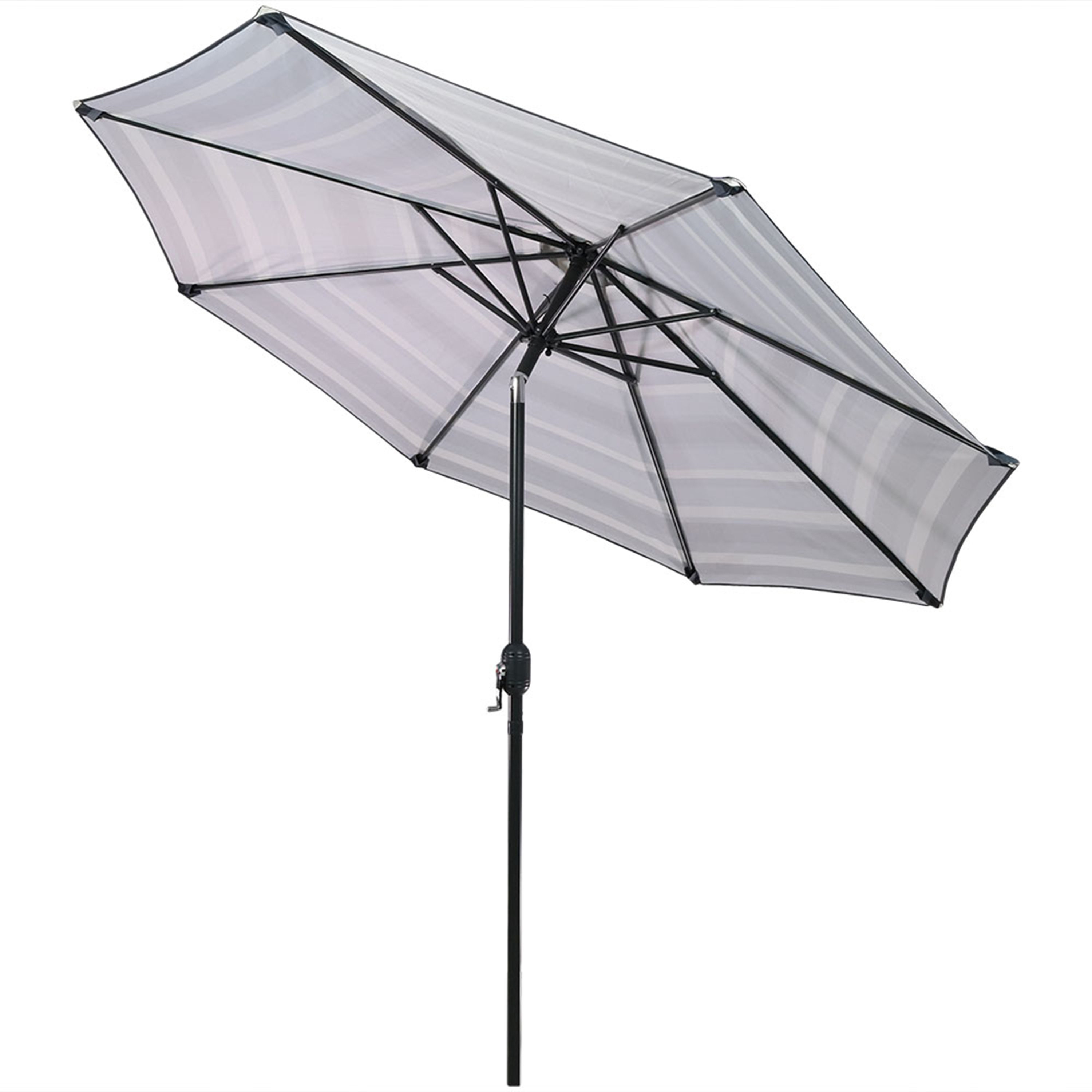 9-Foot Red and Beige Striped Aluminum Patio Umbrella