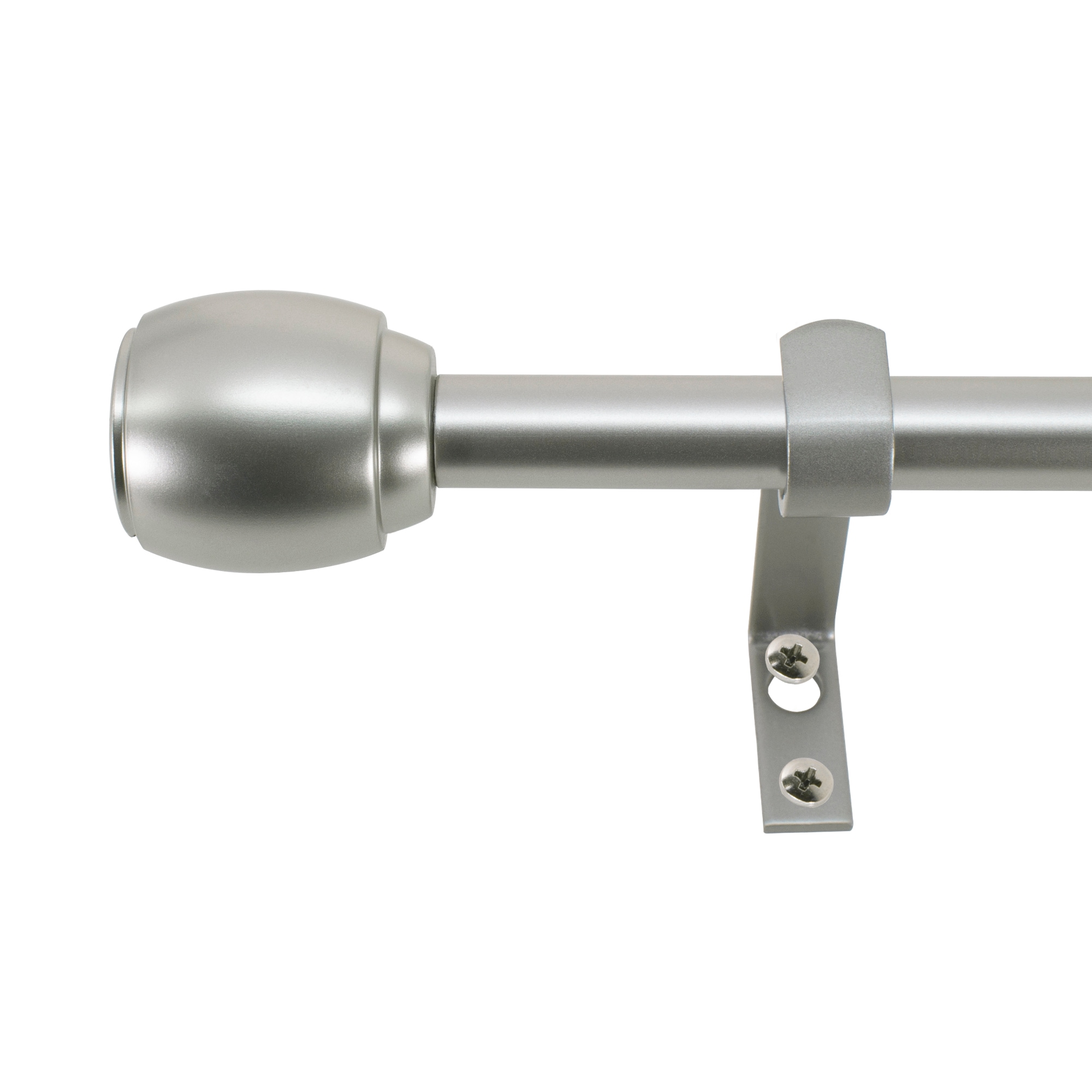 Decopolitan 30890-SL48 48-in to 86-in Silver Steel Single curtain rod with Finials