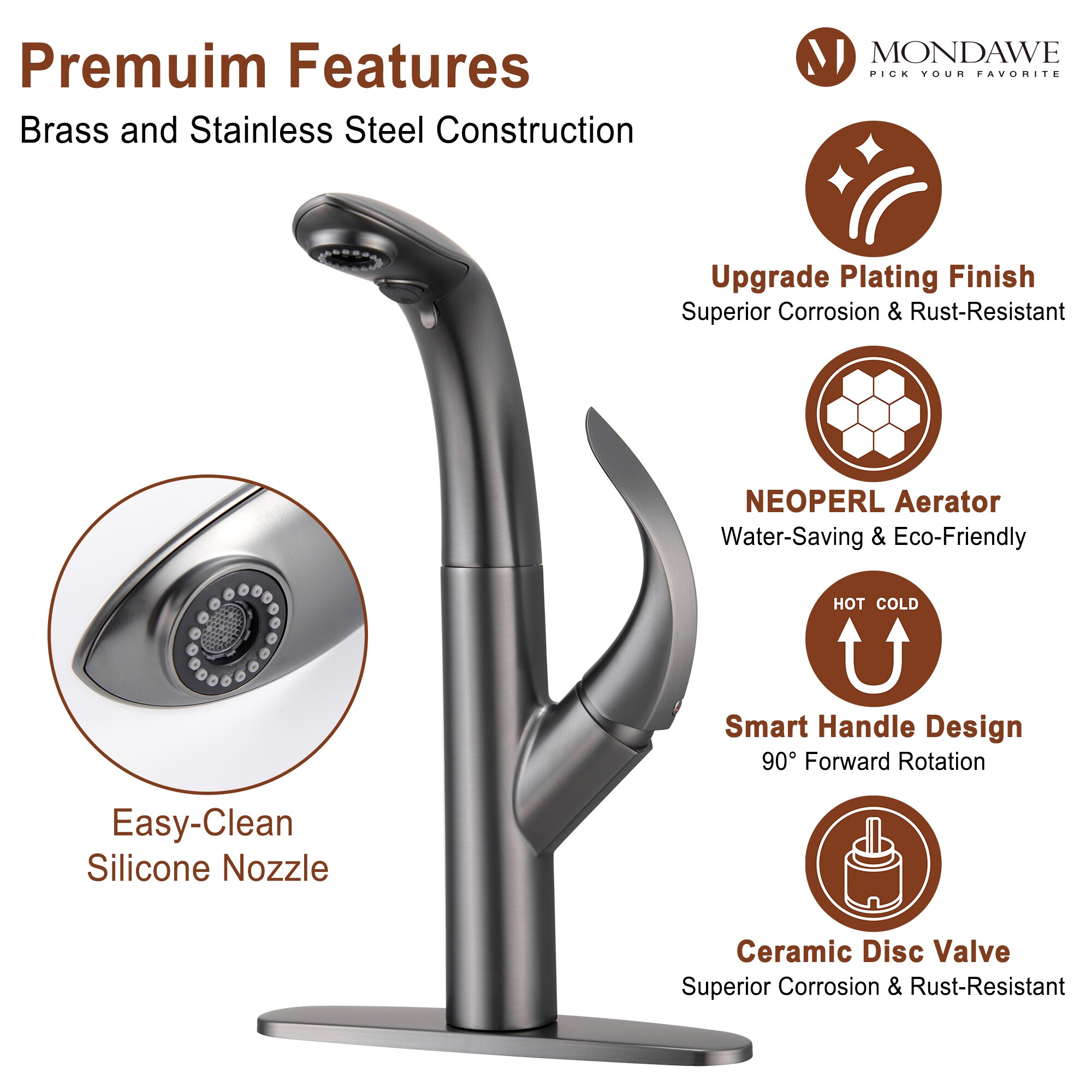 Mondawe MD-D68-GA Kitchen-Faucets - View #8