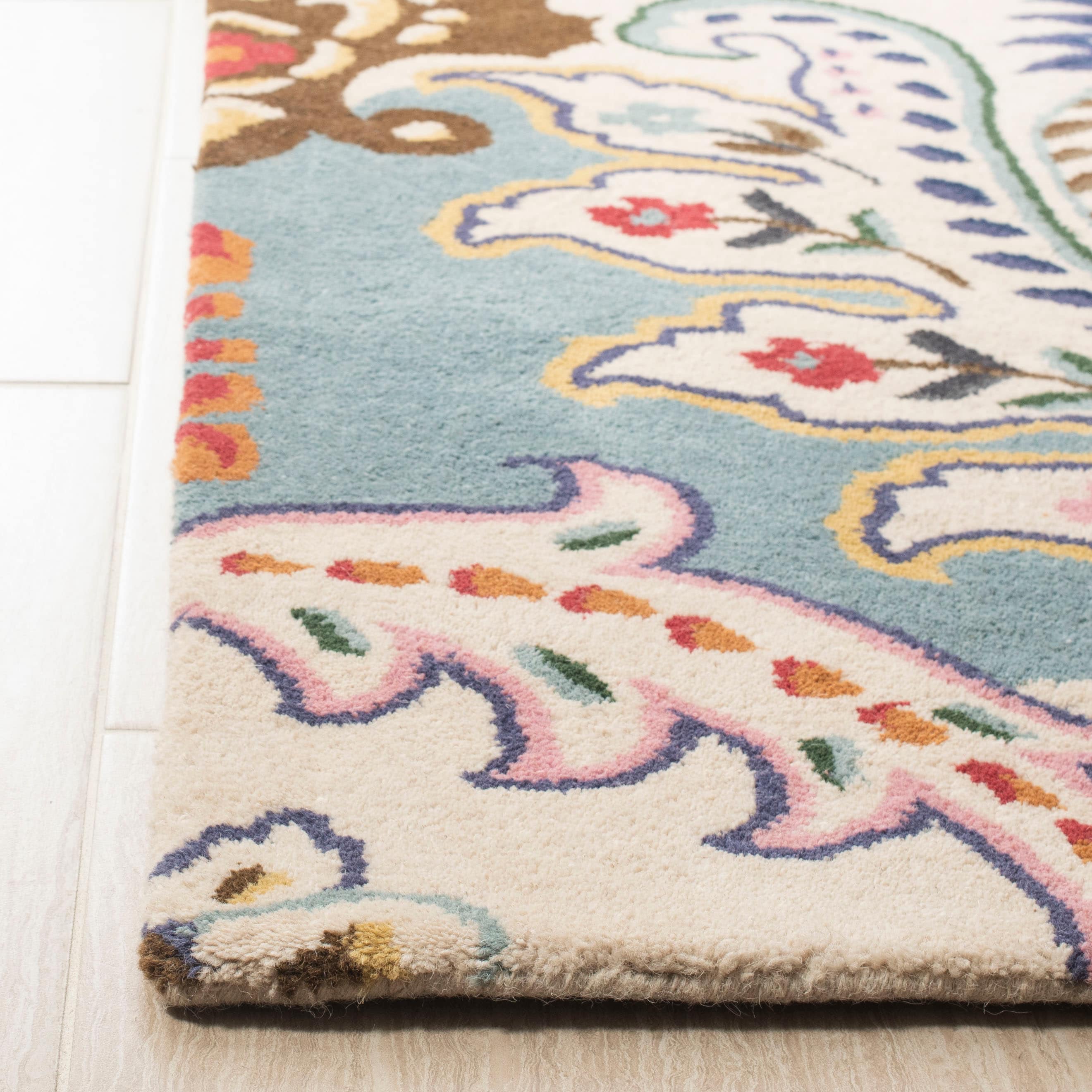 Ivory Multicolor Hand-Tufted Wool 4' x 6' Area Rug