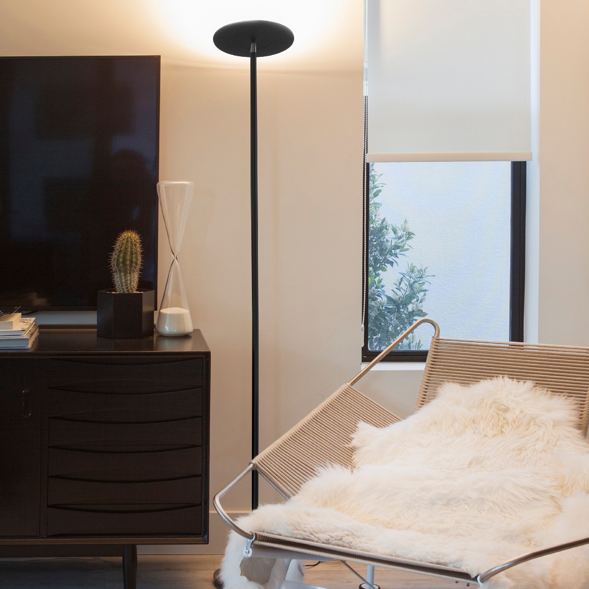 White Adjustable 69" LED Torchiere Floor Lamp with 3-Way Switch