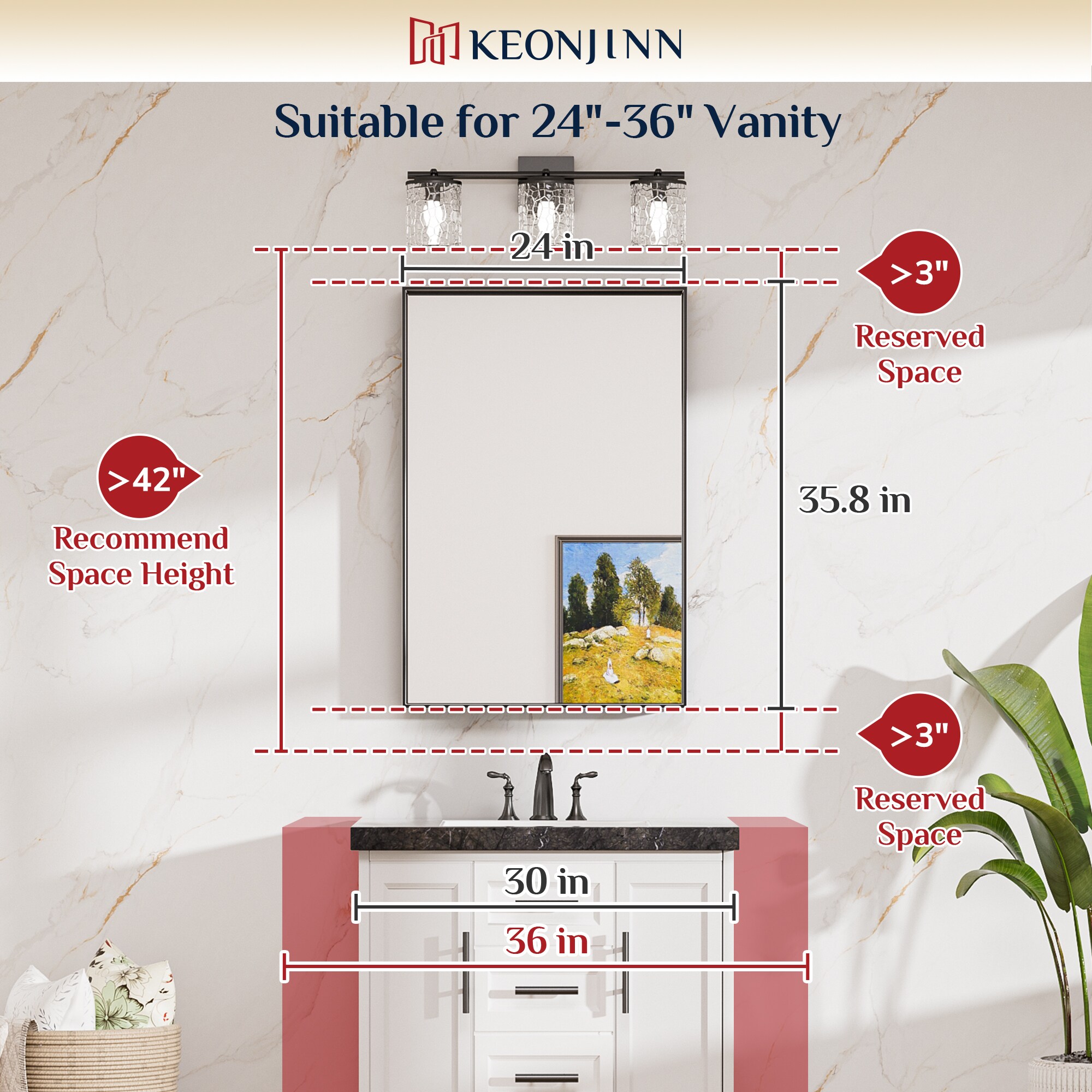 Keonjinn LW-JZ-JSKFJ-6191BK Decor-Mirrors - View #3