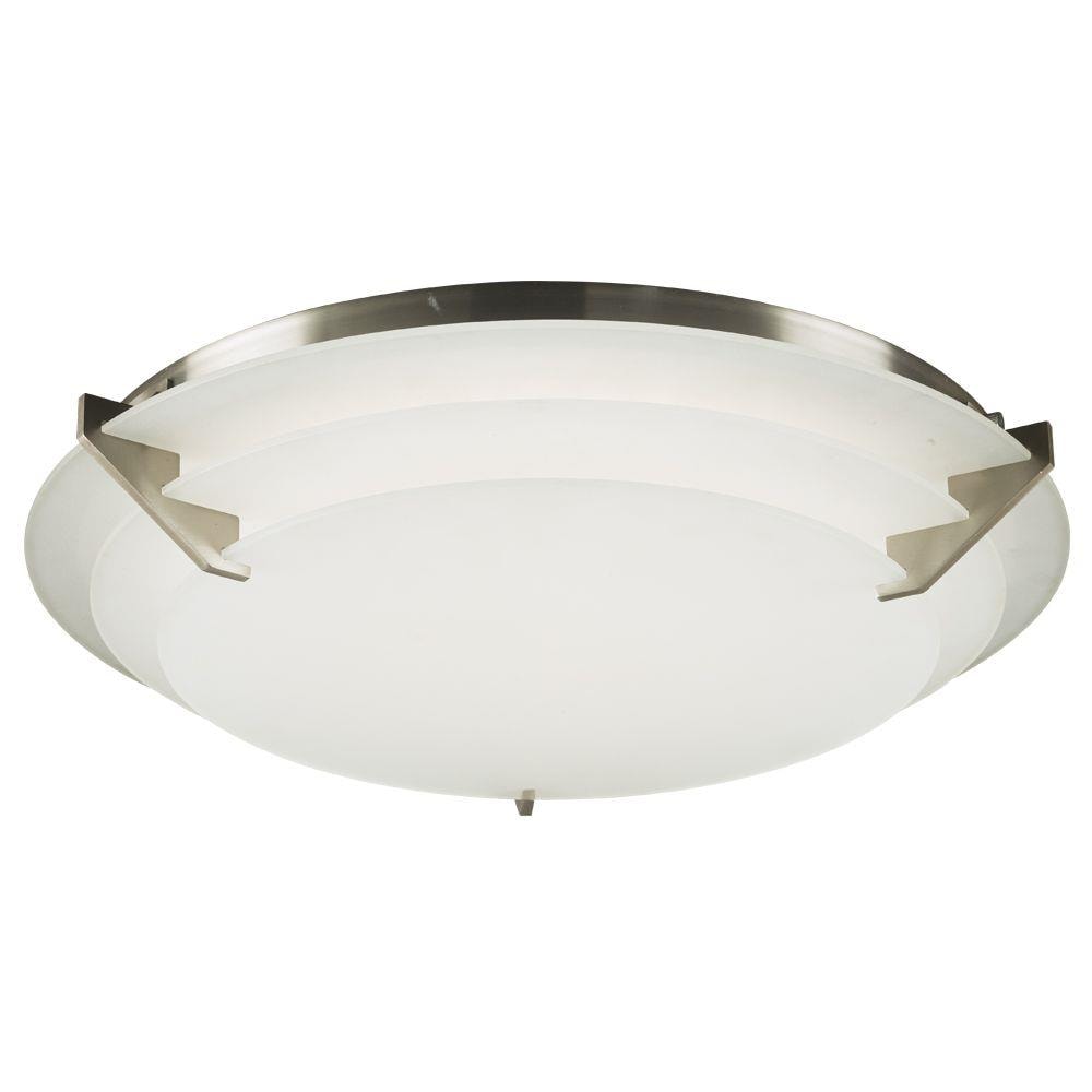 PLC Lighting 1546SN 1-Light 16-in Satin Nickel LED Flush Mount Light