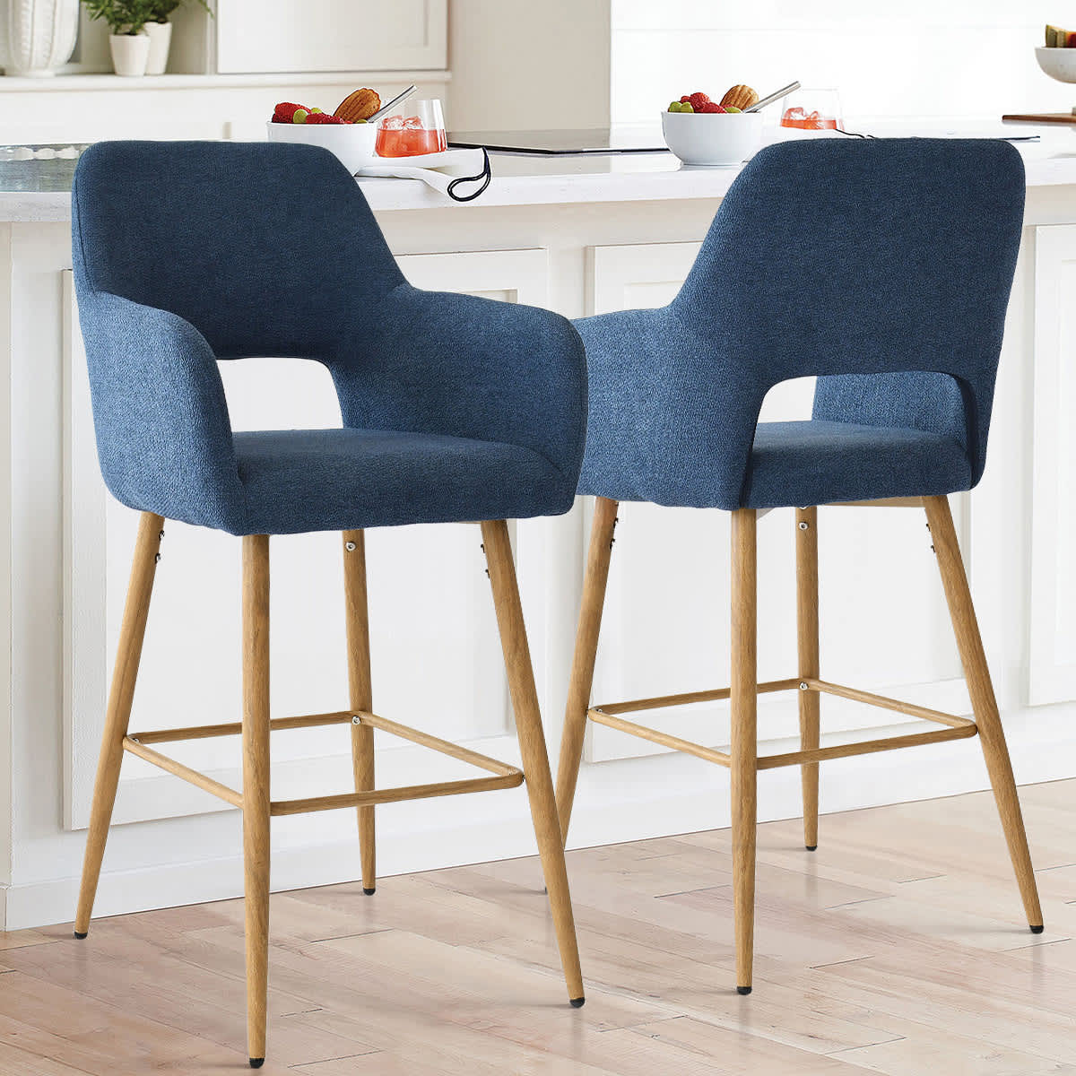 Maison Boucle ATLANTA-ARM-MB-BLUE stools - View #2