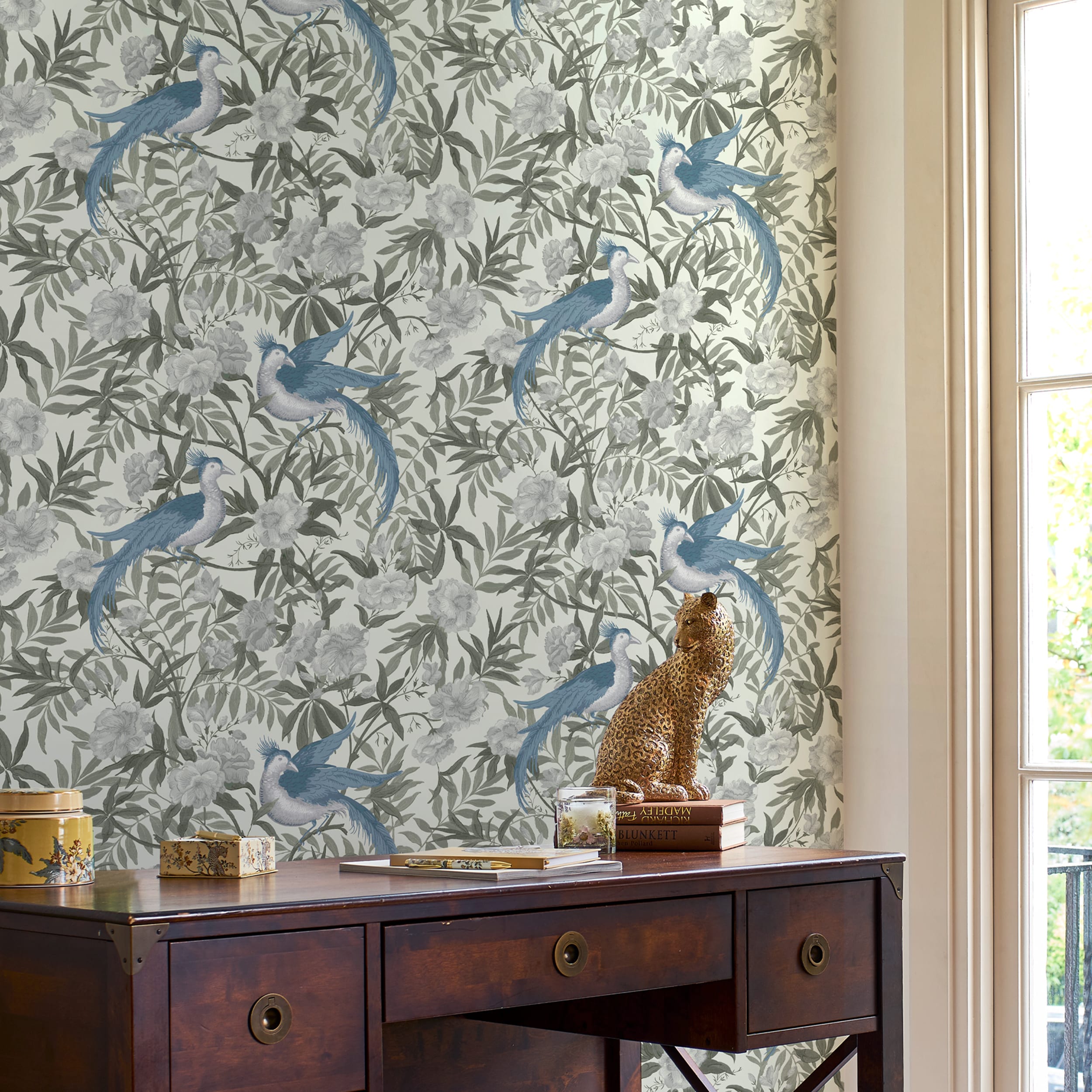 Laura Ashley Timeless Elegance 56 Sq Ft Sage Non Woven Birds Unpasted Wallpaper At 5914