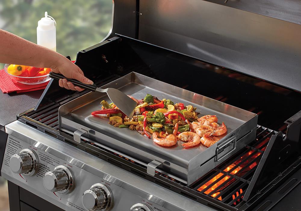 LITTLE GRIDDLE griddle-Q GQ230 100% Stainless Steel Professional Quality  Griddle with Even Heat Cross Bracing and Removable Handles for Charcoal/Gas