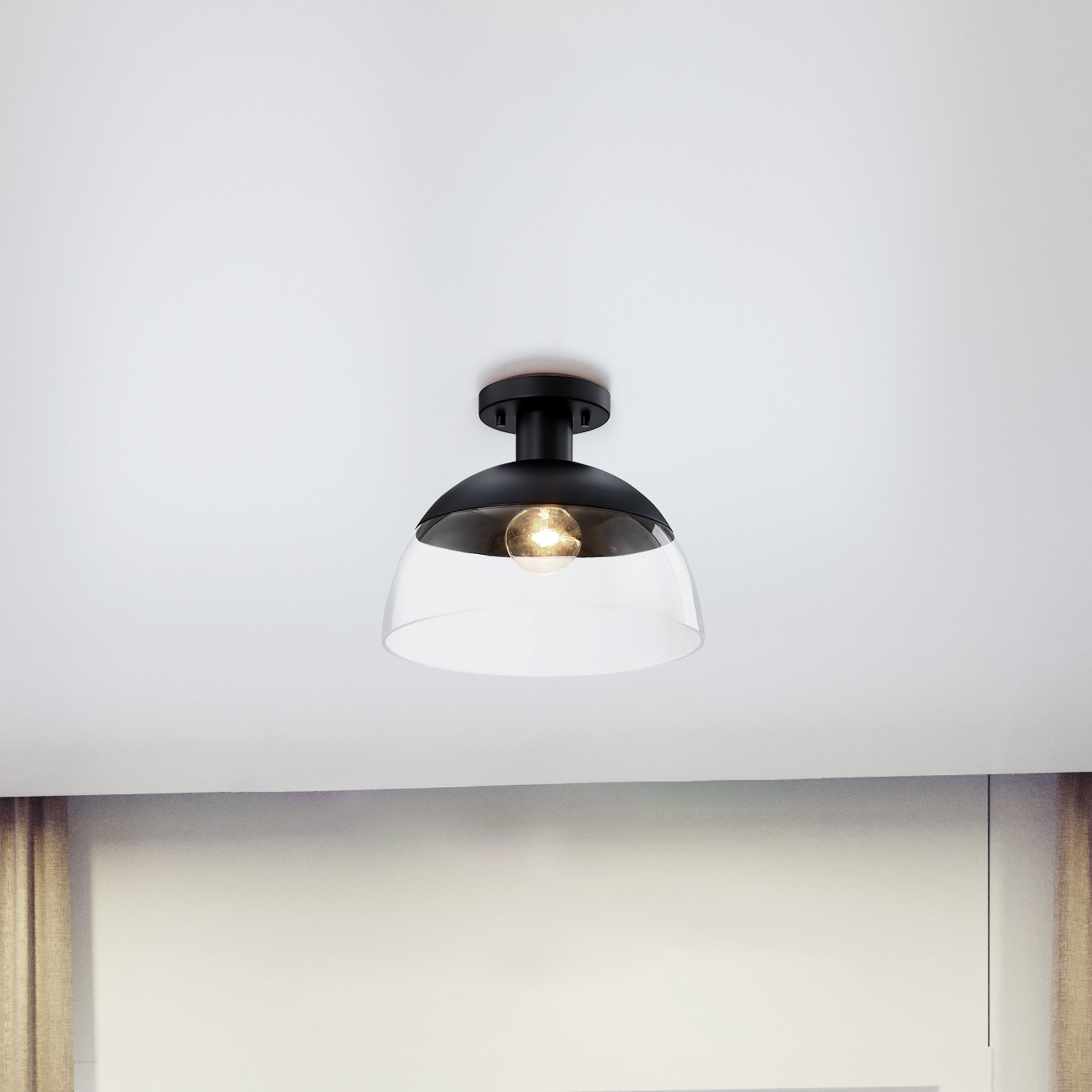 Designers Fountain D308M-SF-MB Rey 1 -Light 13-in Matte Black Semi Flush Mount Light