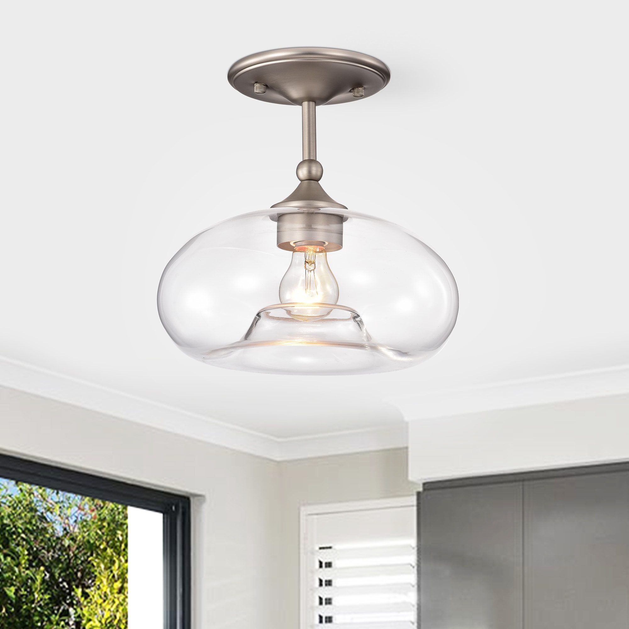 Warehouse of Tiffany HM005/1NI 1 -Light Satin Black Modern/contemporary For Use in Bedrooms, Dining Rooms, Foyers, Kitchens, Living Rooms Chandelier