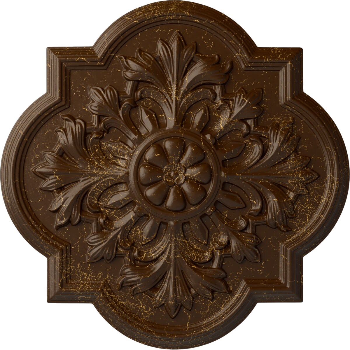 Ekena Millwork CM20BORBC Bonetti 20-in W x 20-in L Painted Root Beer Crackle Polyurethane Whole Ceiling Medallion