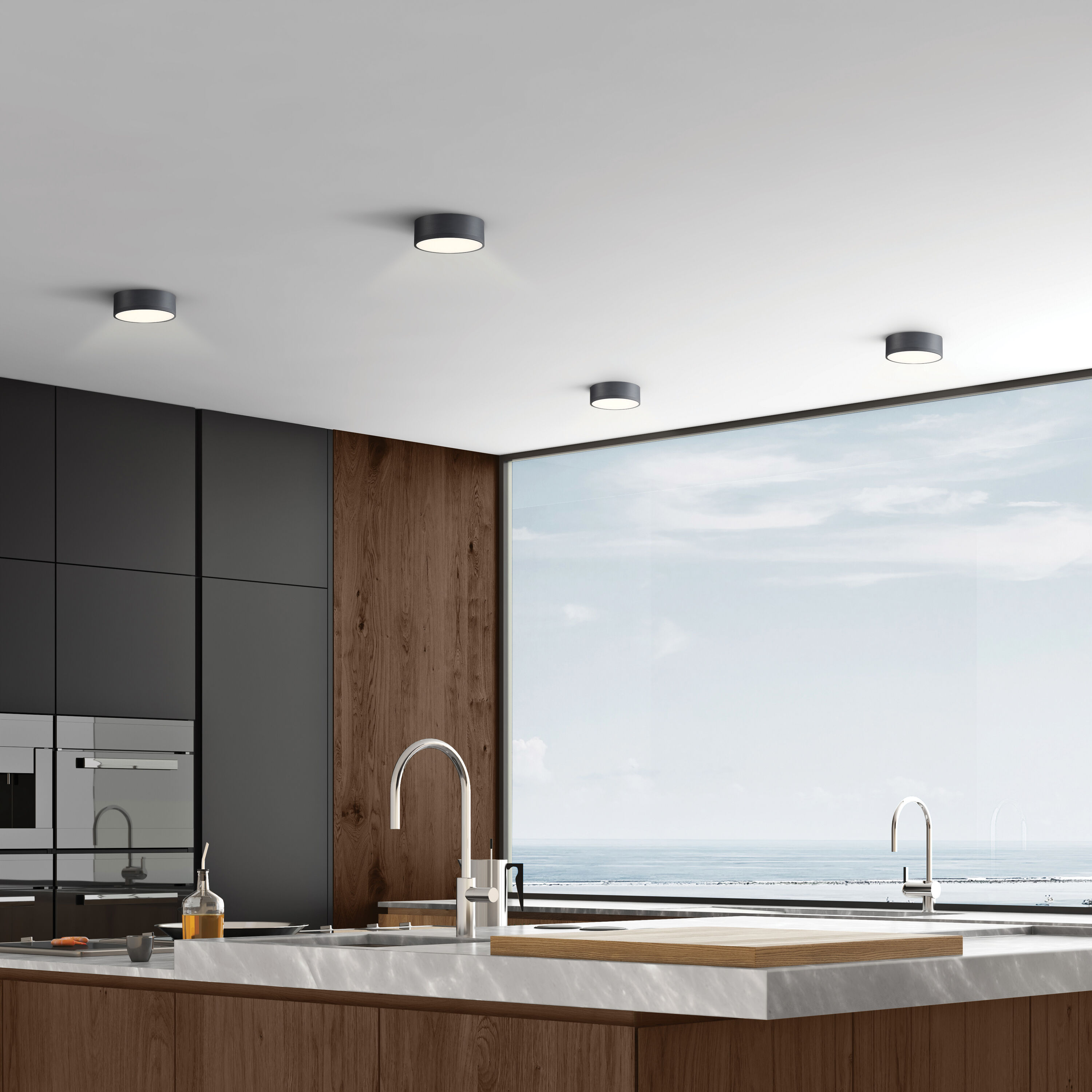 Access Lighting 50004LEDD-BL/ACR-120 Beat 1 -Light 6.75-in Black Integrated LED Flush Mount Light