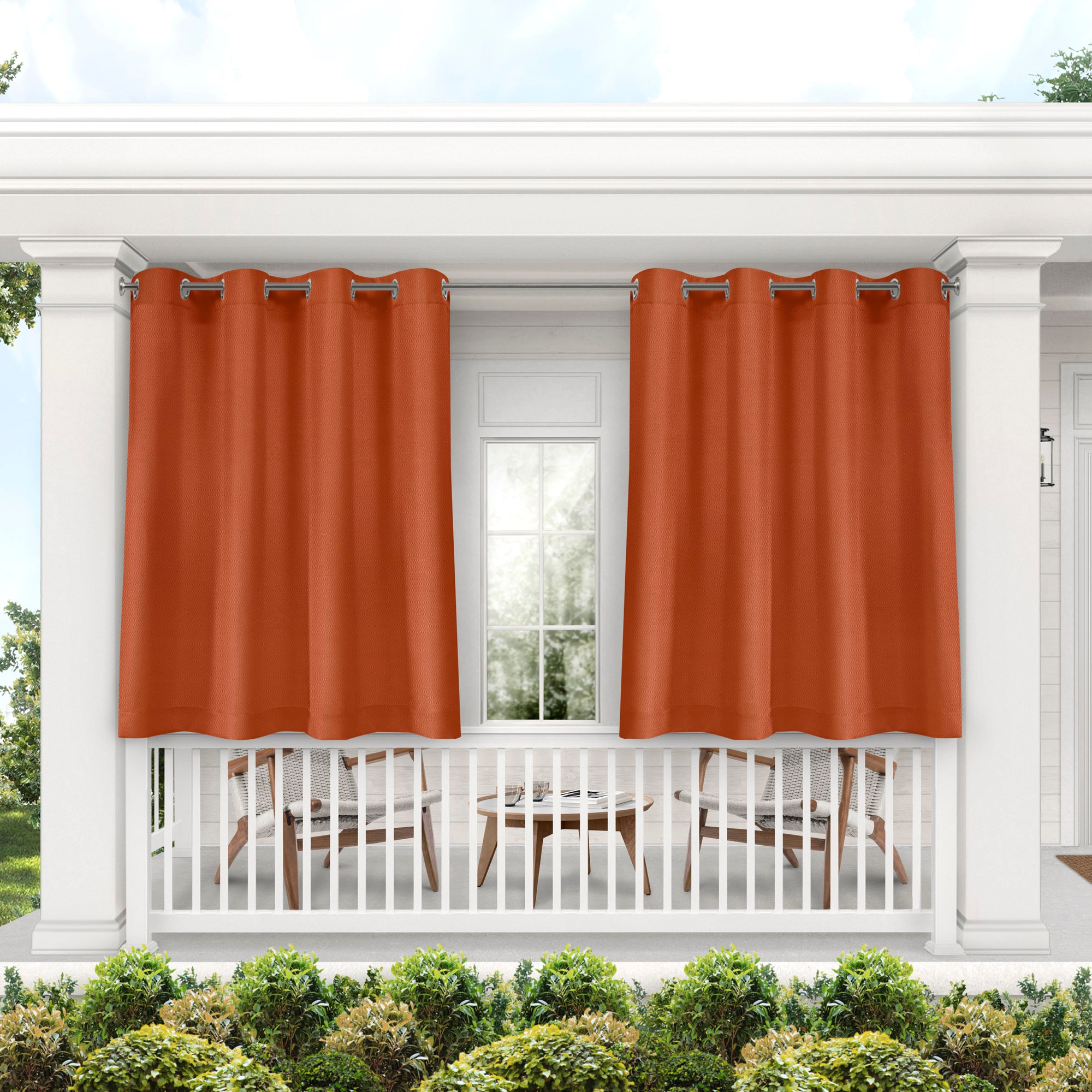 Exclusive Home YA013547DSEHA1 A180 63-in Outdoor Mecca Orange Light Filtering Grommet Curtain Panel Pair