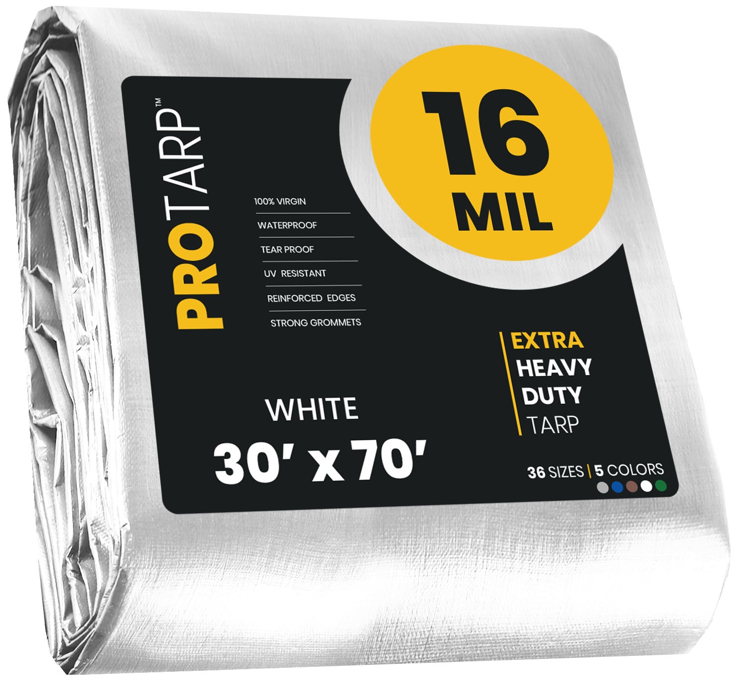 PROTARP PT-104-30X70 30-ft x 70-ft White Waterproof Commercial Polyethylene 16-mil Tarp