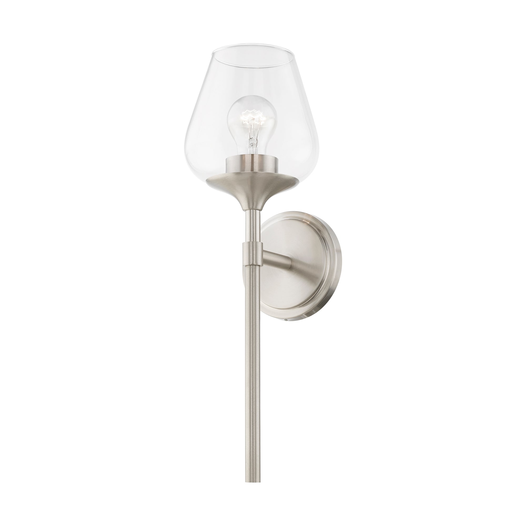 Brushed Nickel Vanity Sconce with Clear Glass Shade