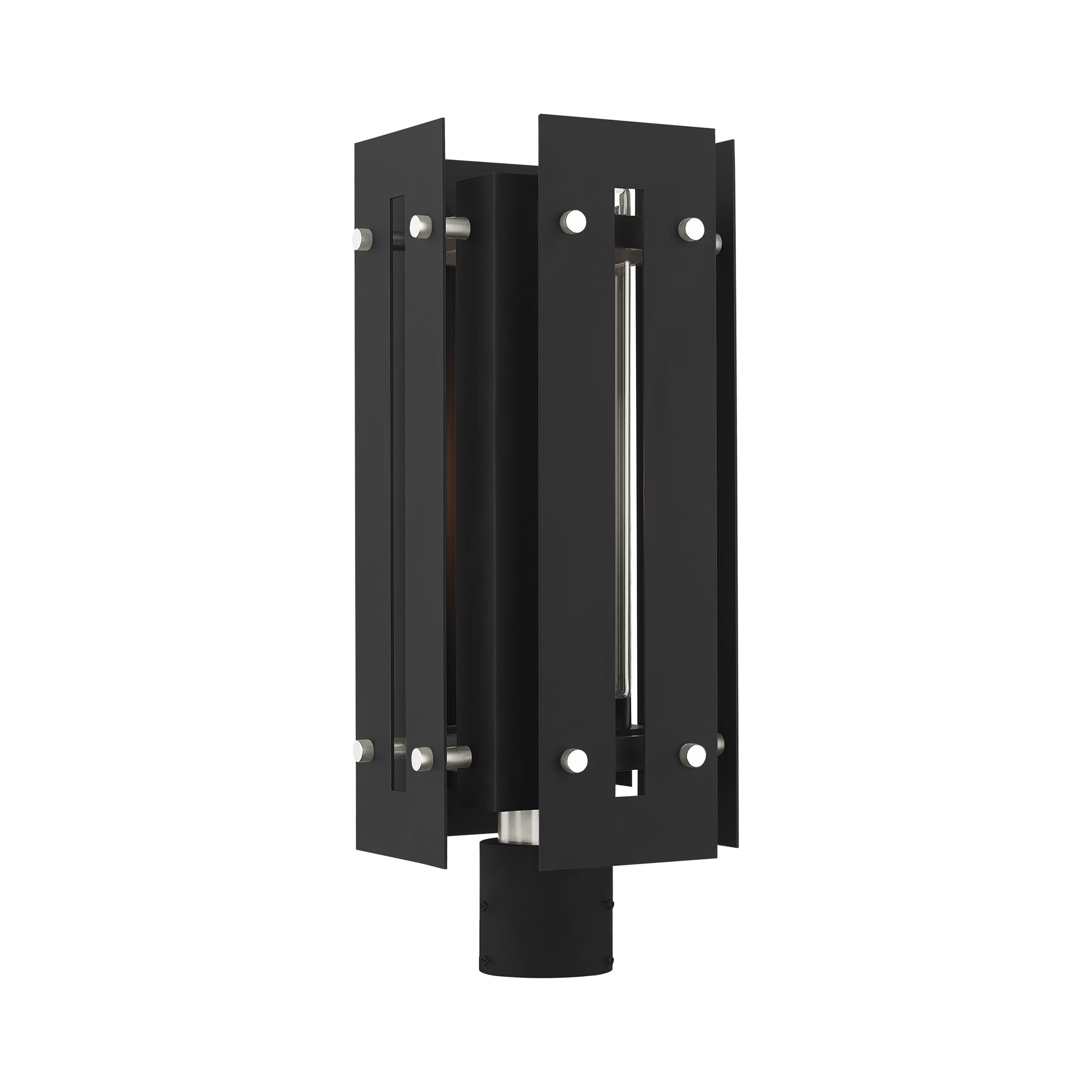Livex Lighting 21776-04 Utrecht 20-Inches Black with Brushed Nickel Accents Modern/contemporary Outdoor Light post lantern