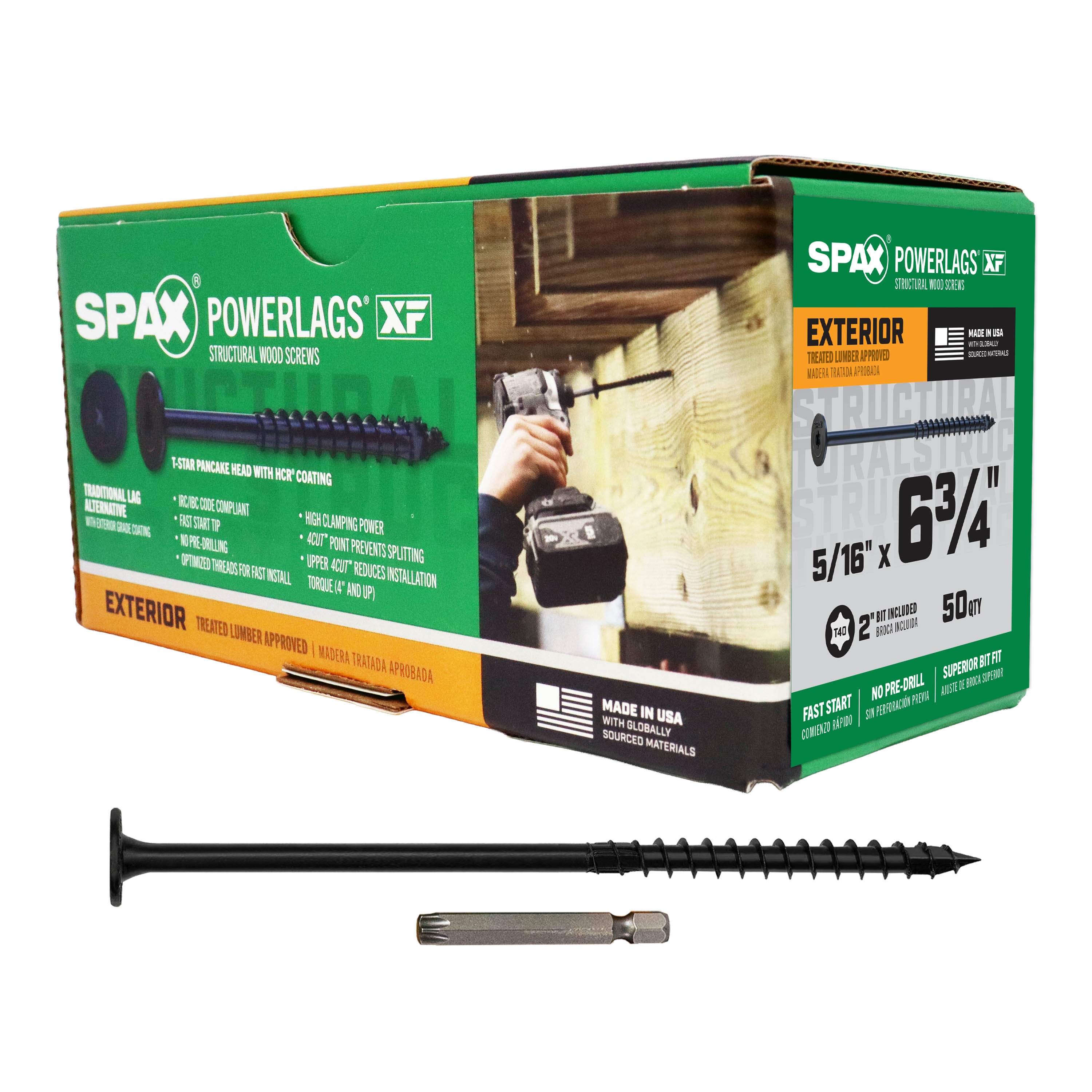 SPAX Powerlags XF 5/16-in x 6-3/4-in Wood to wood Electro-galvanized ...