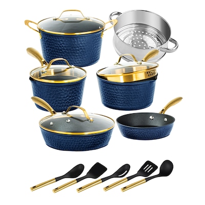  Bruntmor 14 Inch Enameled Cast Iron Wok/Pot. 14 Nonstick  Enamel Skillet Pan With Large Loop Handles & Flat Base. Cookingware For  Kitchen/Indoor/Outdoor Camping. (Blue) : Home & Kitchen