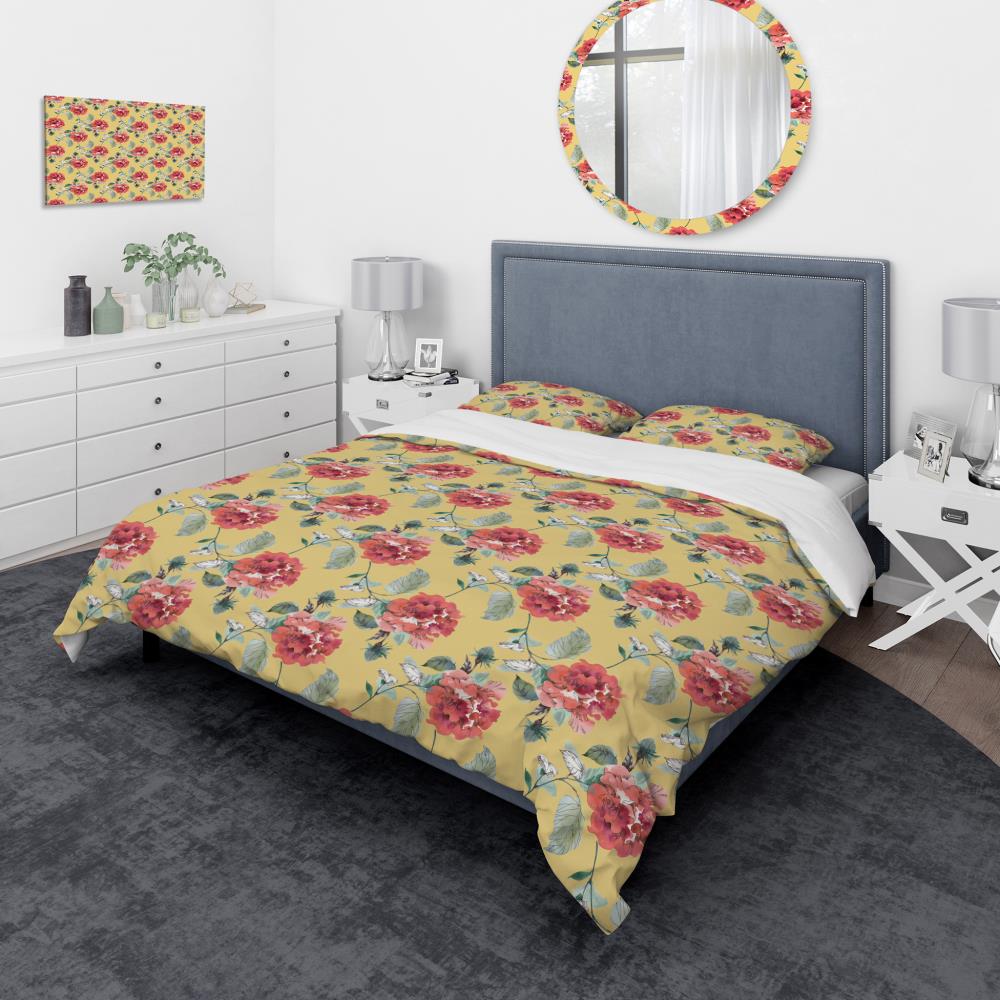 Designart BED17551-Q 3 -Piece Yellow Queen Duvet cover Set