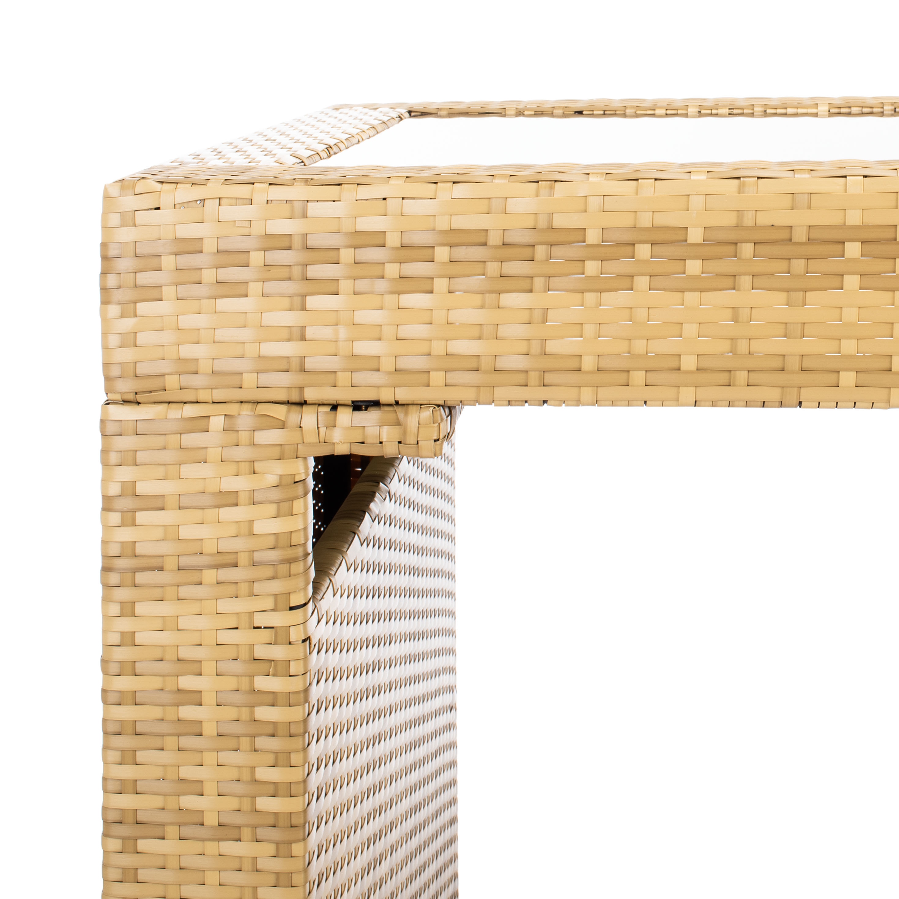 Natural Wicker 7-Piece Outdoor Dining Set with White Cushions