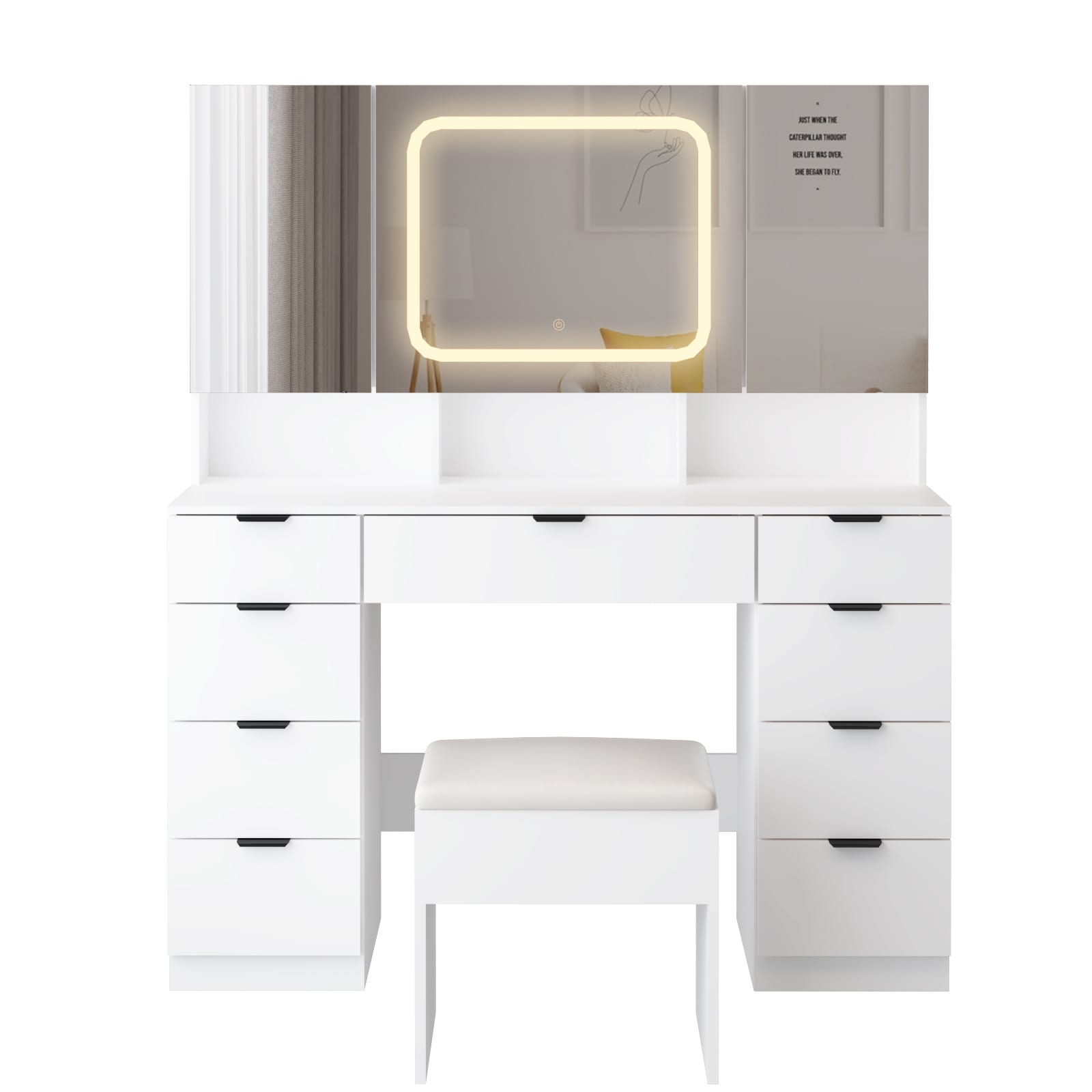 Outopee LO1G52005614 47.24-Inches White Makeup Vanity
