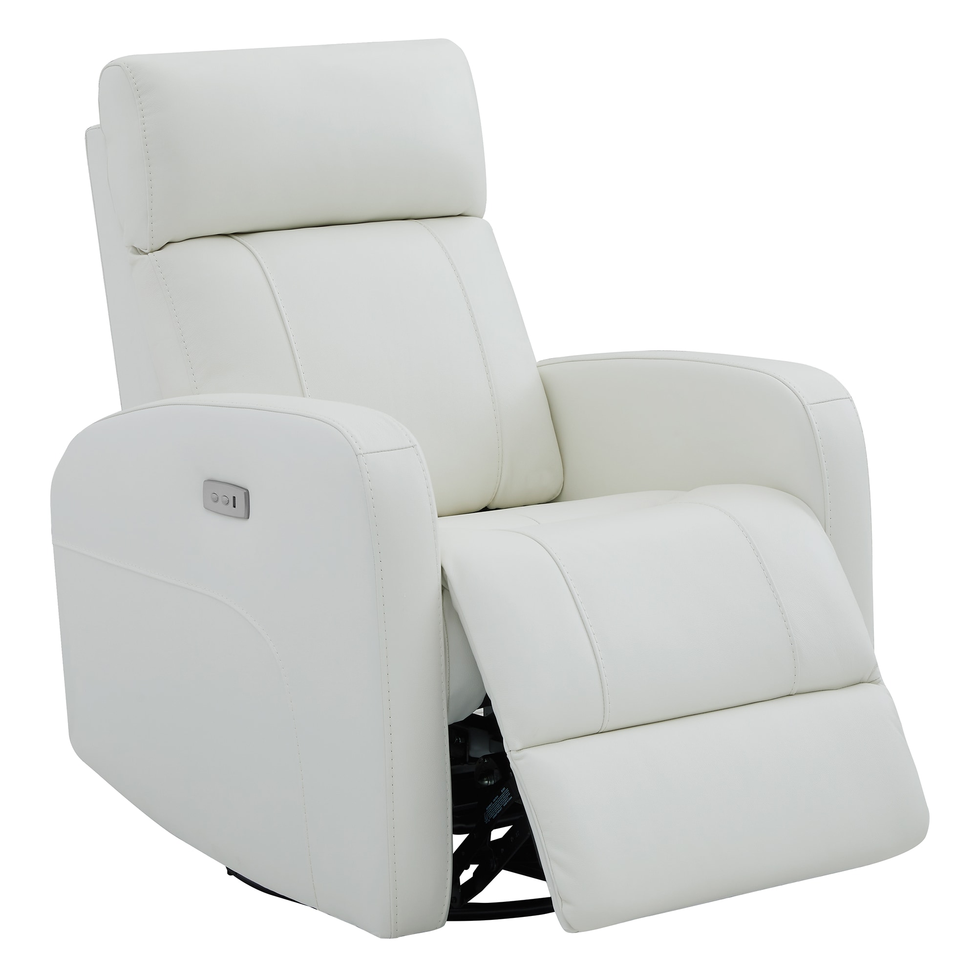 Circle 55 LWSM79098-L2206 White Leather Upholstered Swivel Powered Reclining Recliner