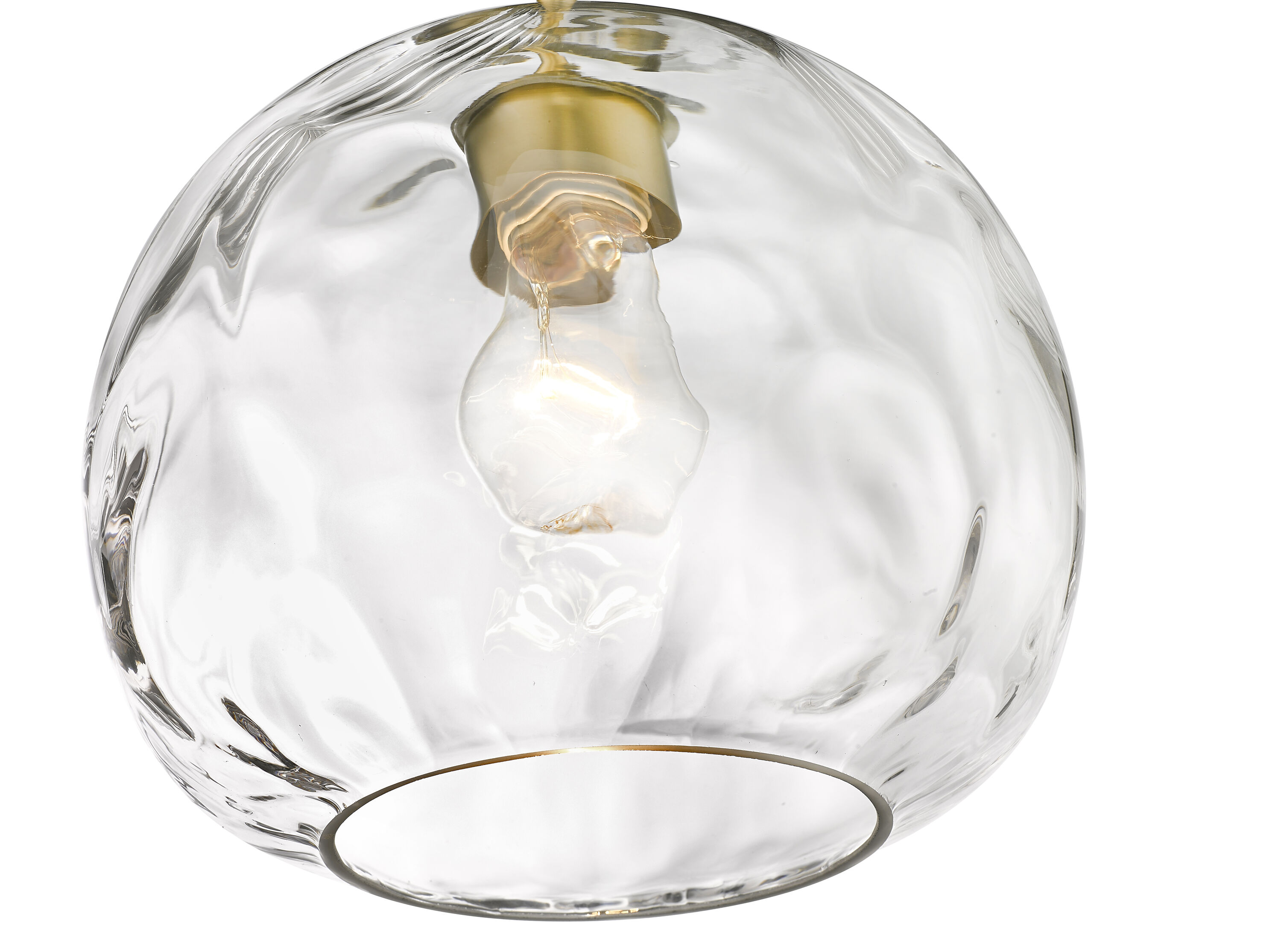 Chloe Olde Brass 10" Clear Water-Textured Glass Pendant