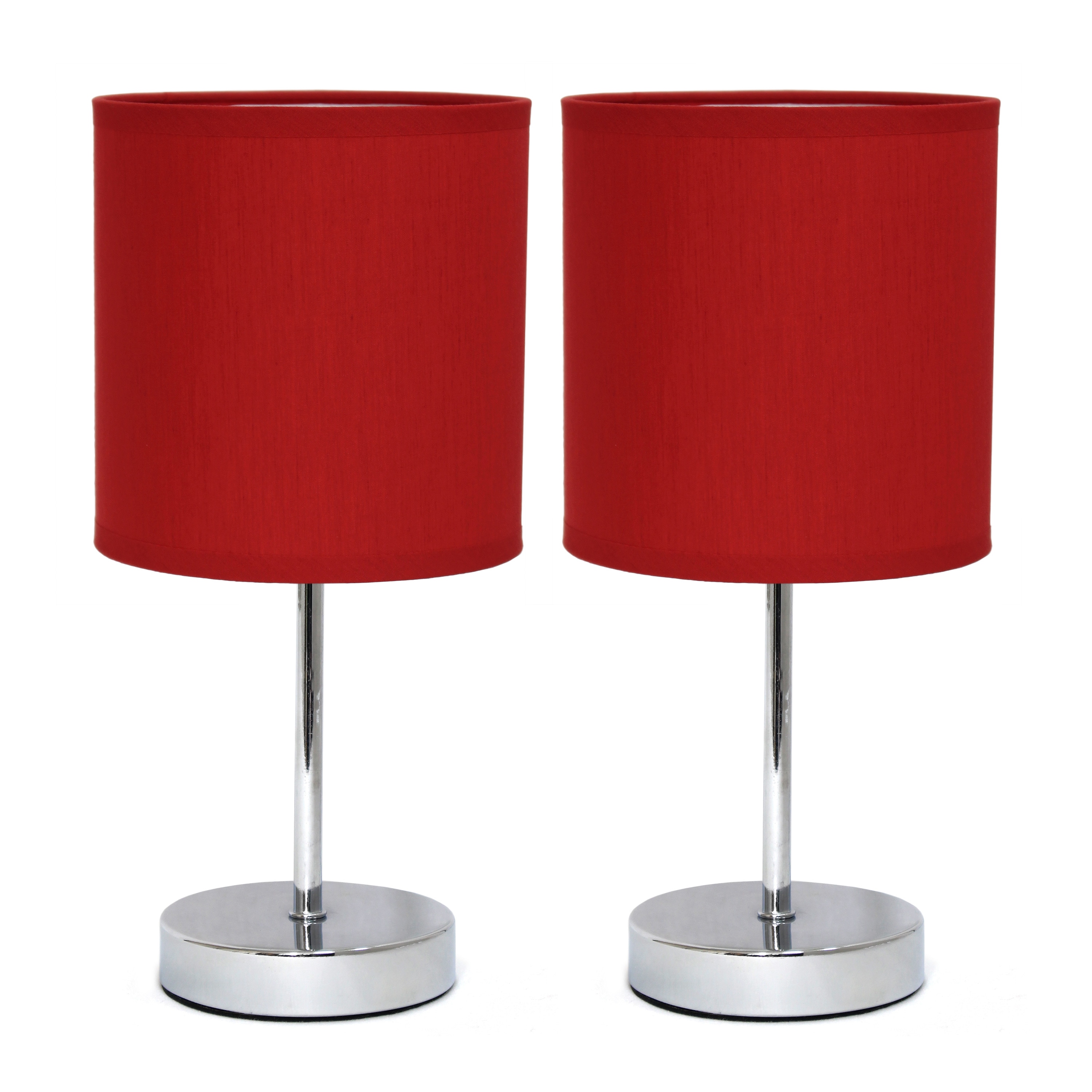 Simple Designs LT2007-RED-2PK Traditional Candelabra base (E-12) Lamp Set with Red Shades