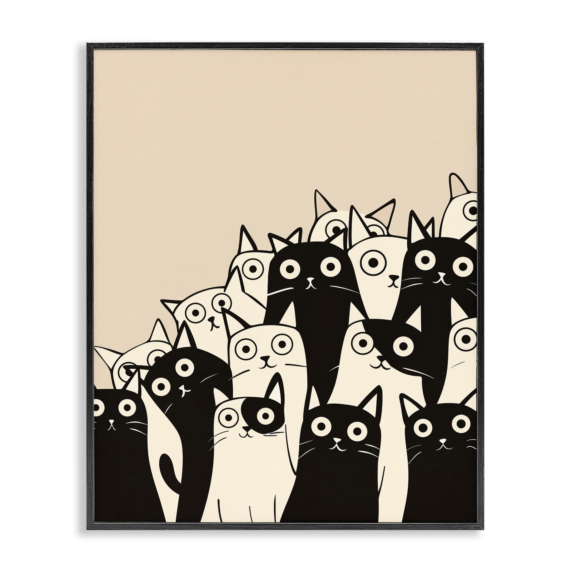 Stupell Industries BT-914-FR-16X20 Fun Modern Black and White Cats Black Framed Giclee Art By Arlington Prints 16 x 20