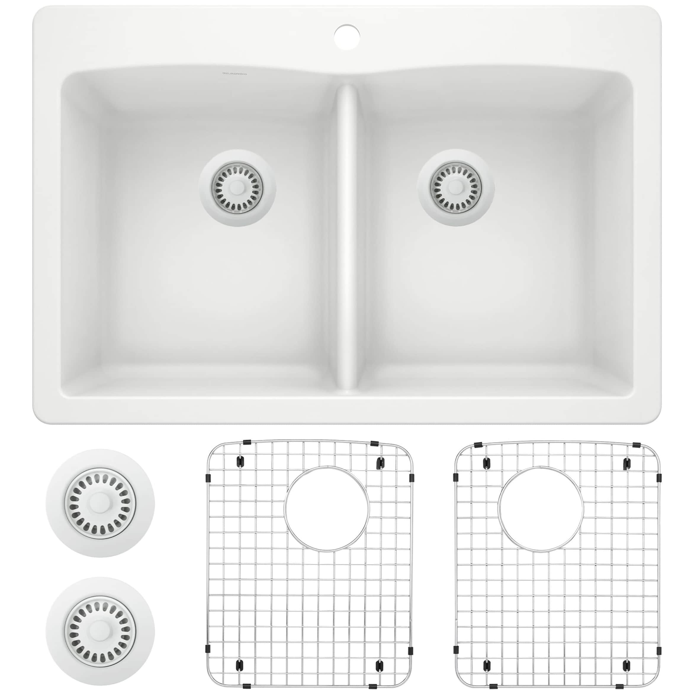 BLANCO 440221-KIT Diamond Silgranit Drop-in or undermount 33.0-in x 22-in Granite Double equal bowl 1-Hole Kitchen Sink