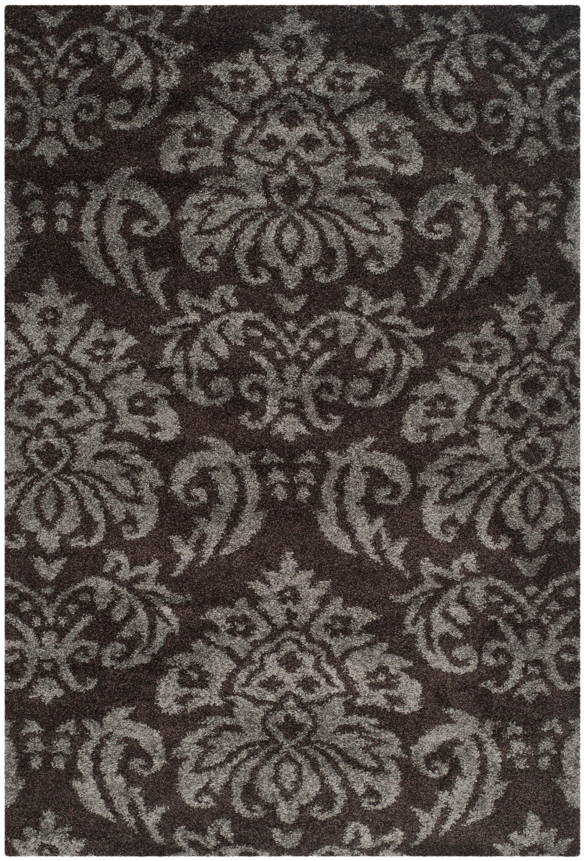Florida Shag SG460 Power Loomed Indoor Area Rug - Dark Brown/Smoke - 8'x10' - Safavieh
