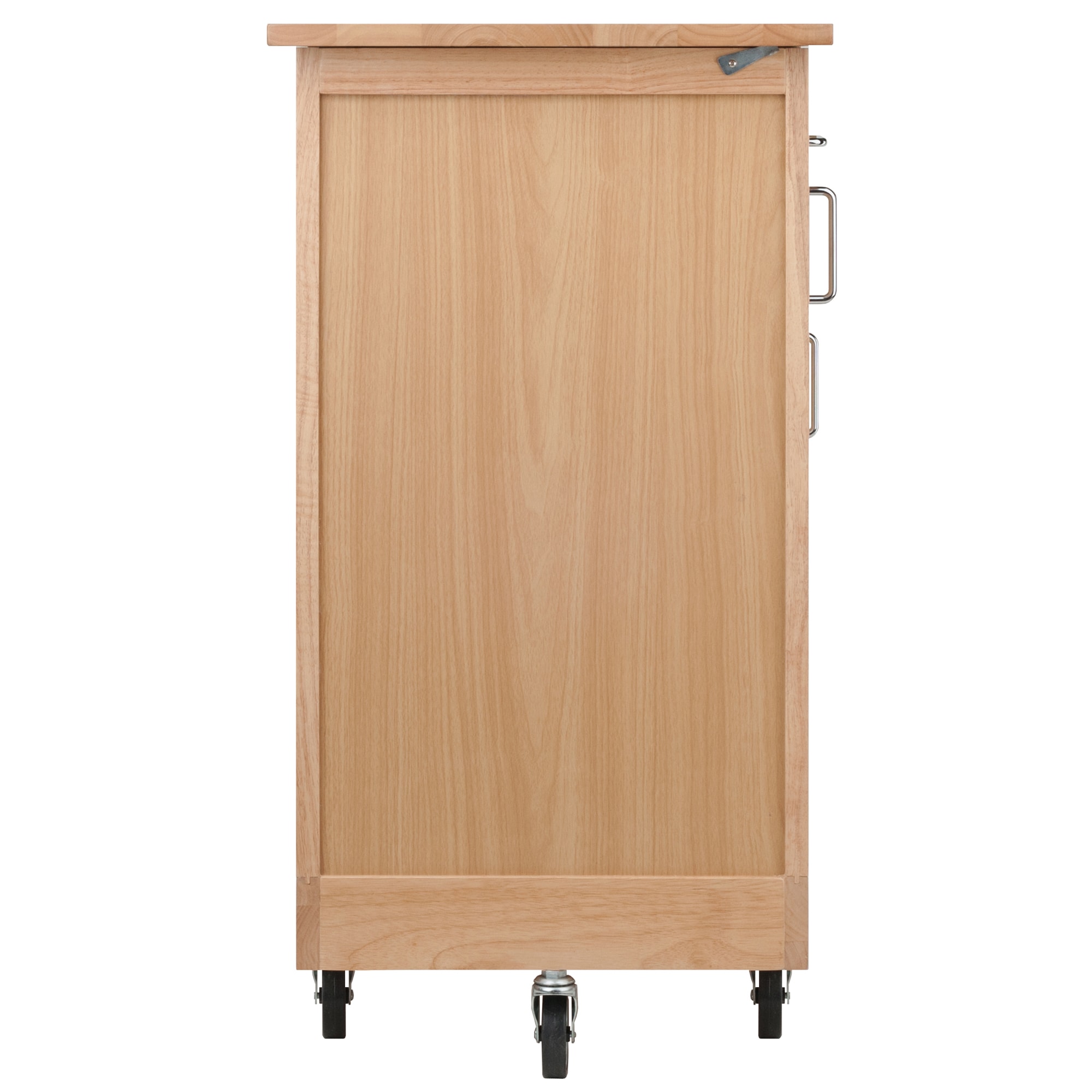 Natural Wood Kitchen Cart with Wine Rack and Storage