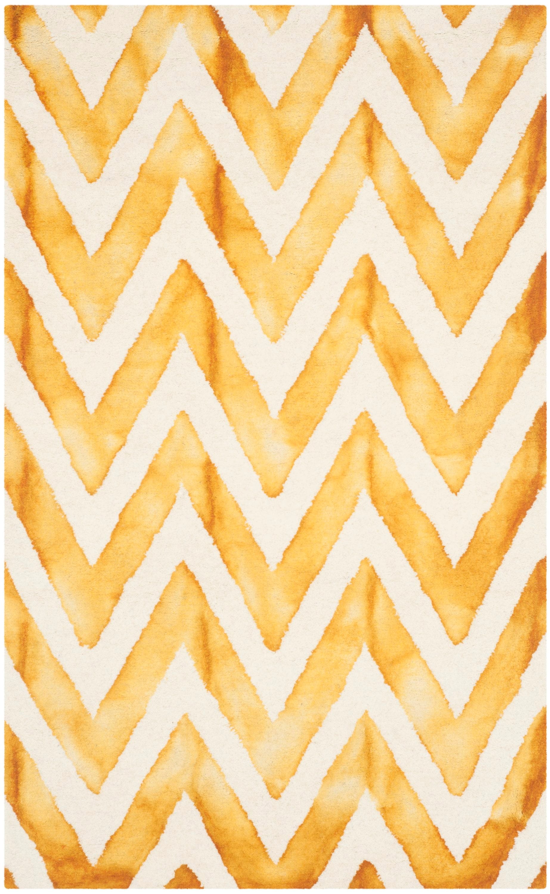 Safavieh DDY715C-3 Dip Dye Vertica 3 x 5 (ft) Tufted Wool Ivory/Gold Rectangular Indoor Chevron Spot clean only Throw rug