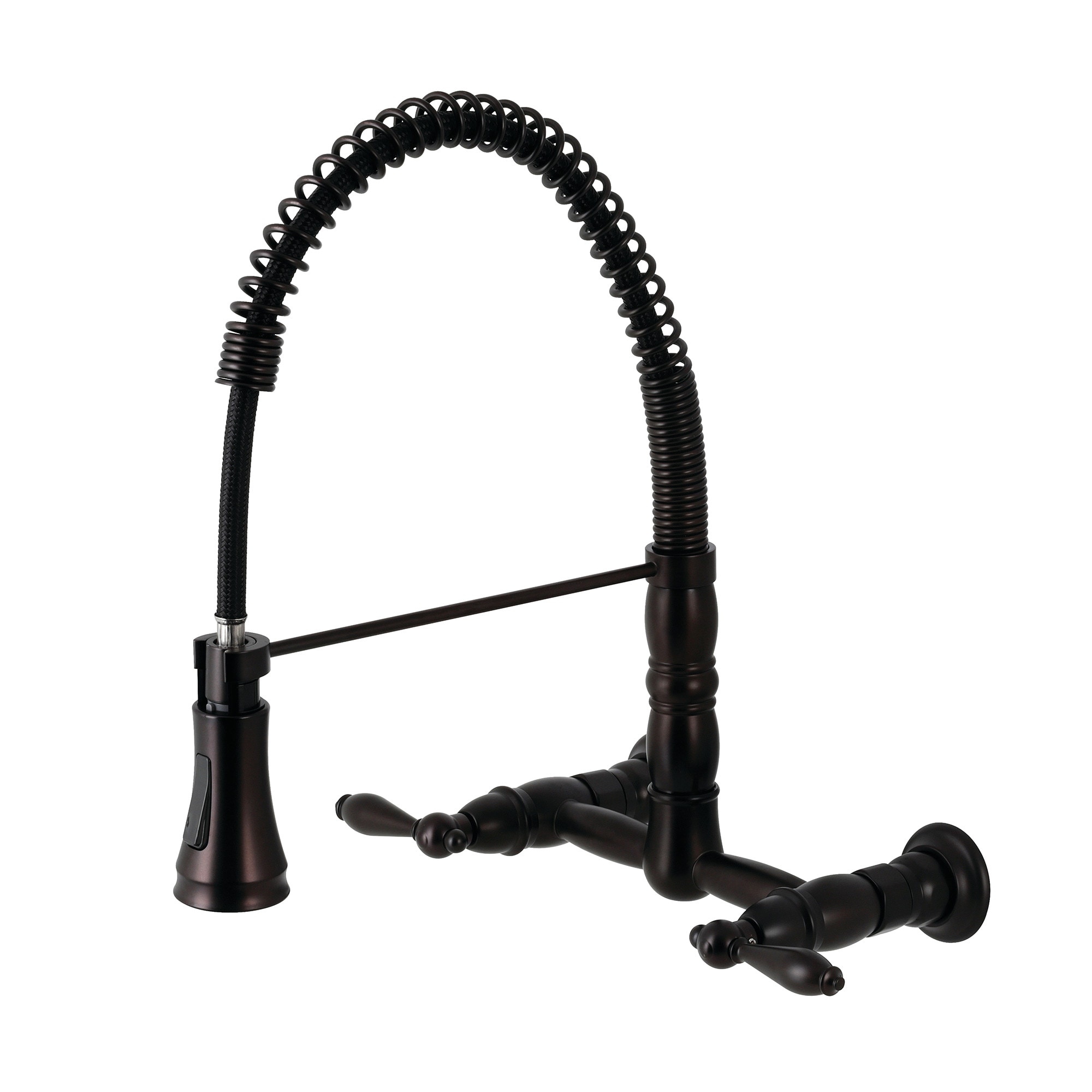 Kingston Brass WLGS1245AL Heritage Oil-rubbed bronze Double Handle Wall-mount Pre-rinse Kitchen Faucet with Sprayer