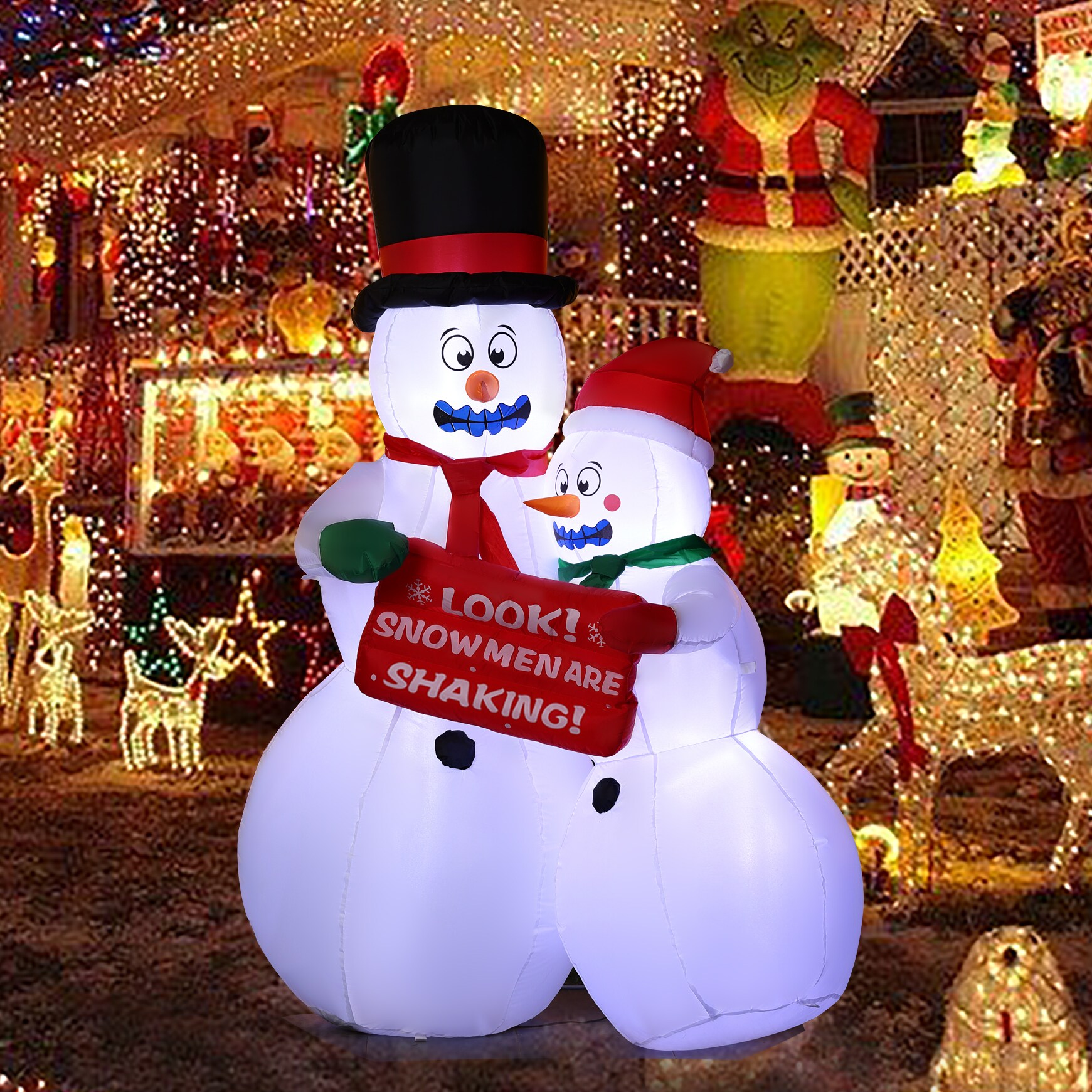 LuxenHome 6.2-ft Lighted Snowman Christmas Inflatable at
