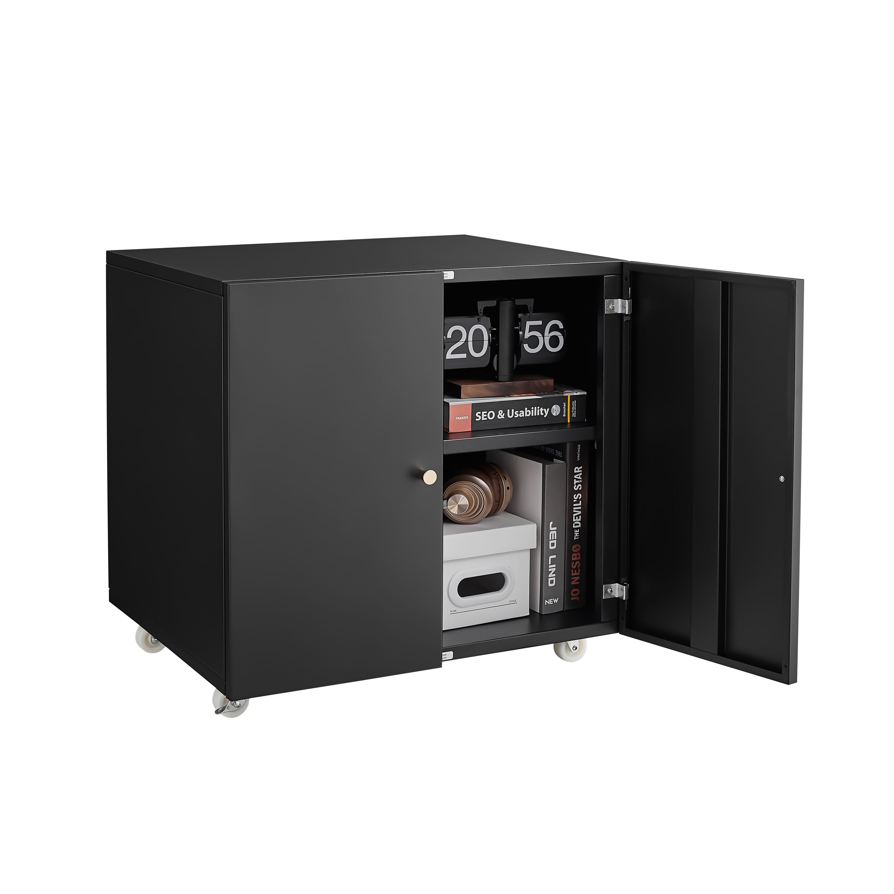 Siavonce XH673-A 2 -Shelf Black Office Cabinet