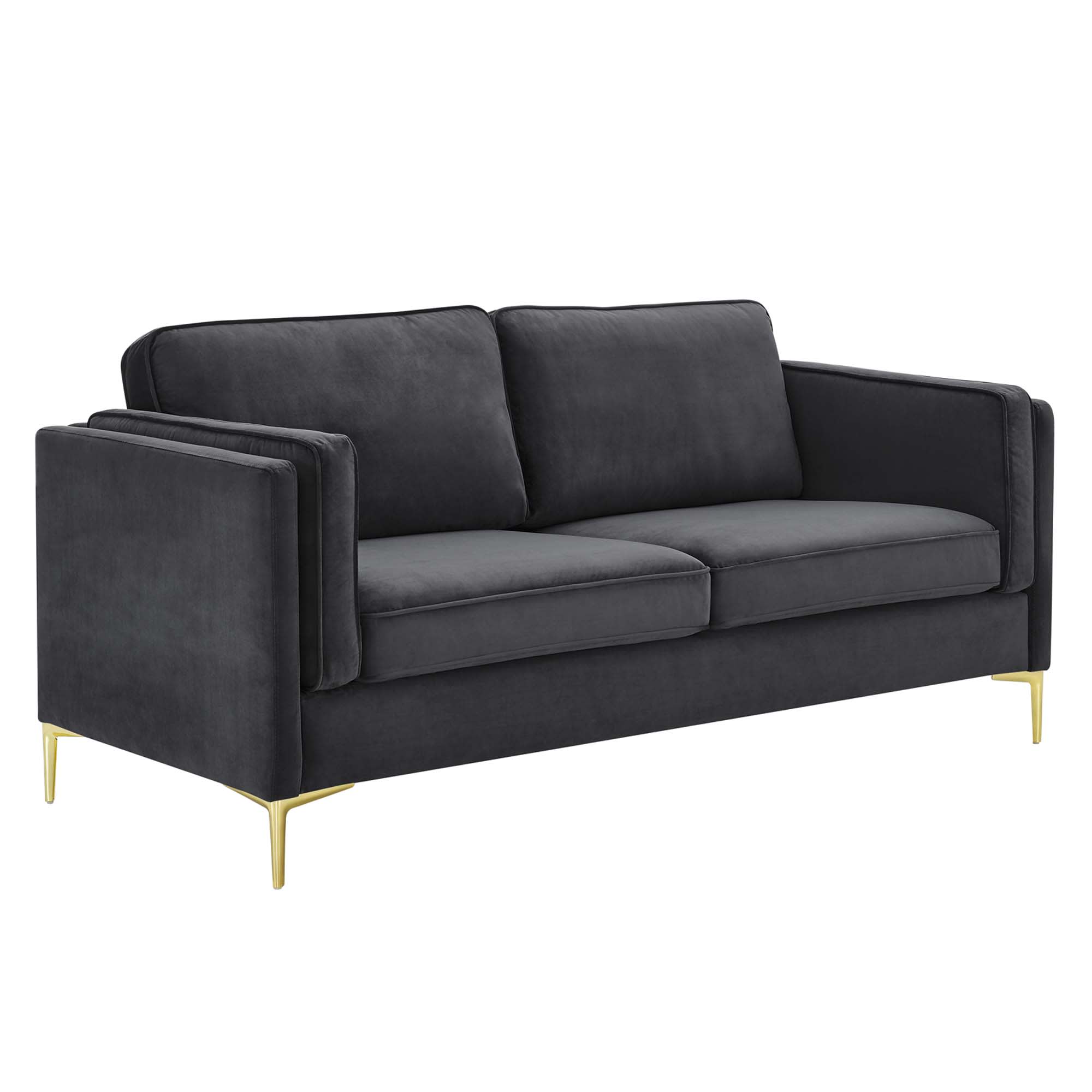  Kaiya Performance Velvet Sofa in Charcoal