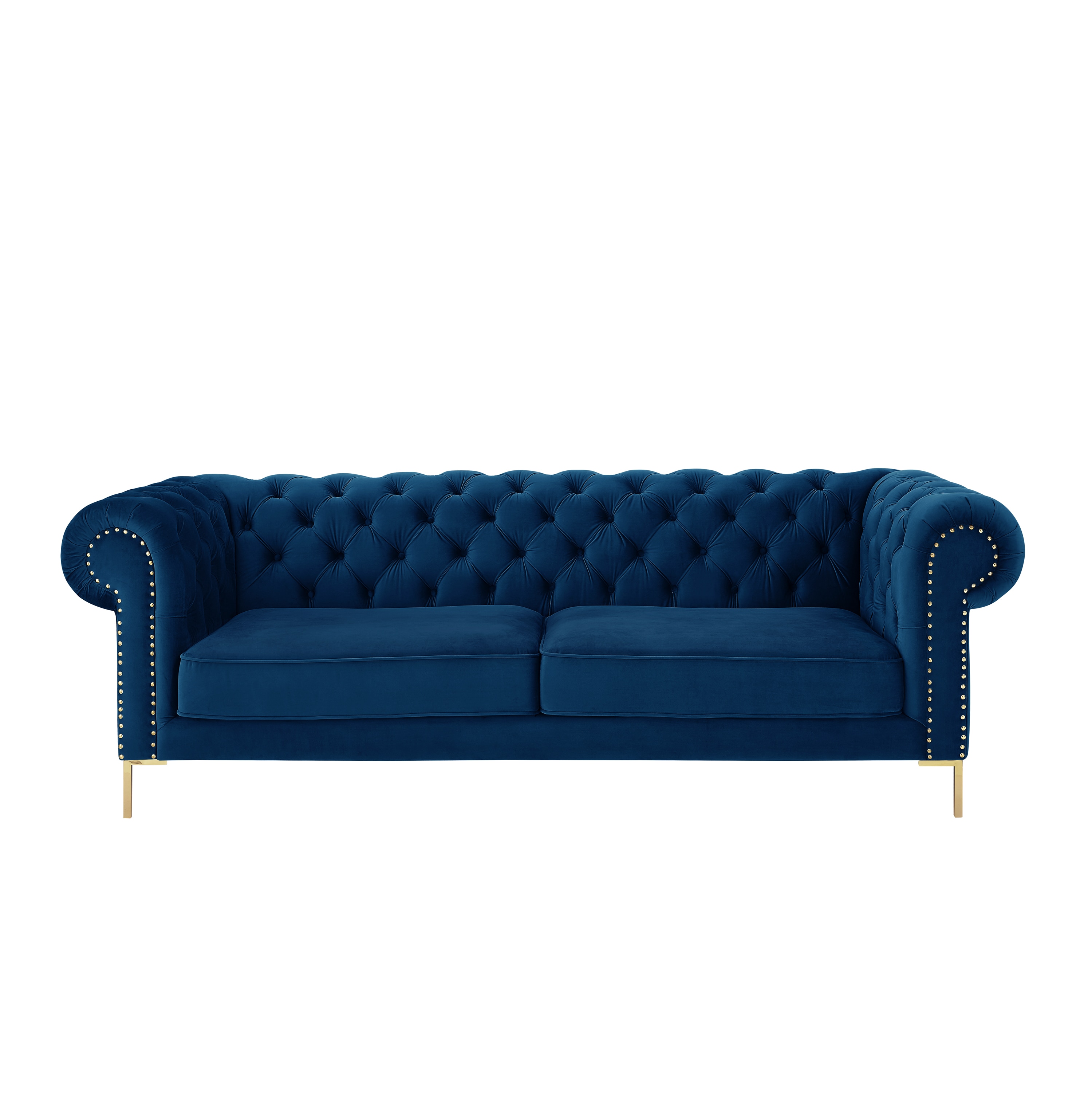 Inspired Home SA310-02NY-LS 90.5-in Modern Navy Velvet 3 -seater Sofa