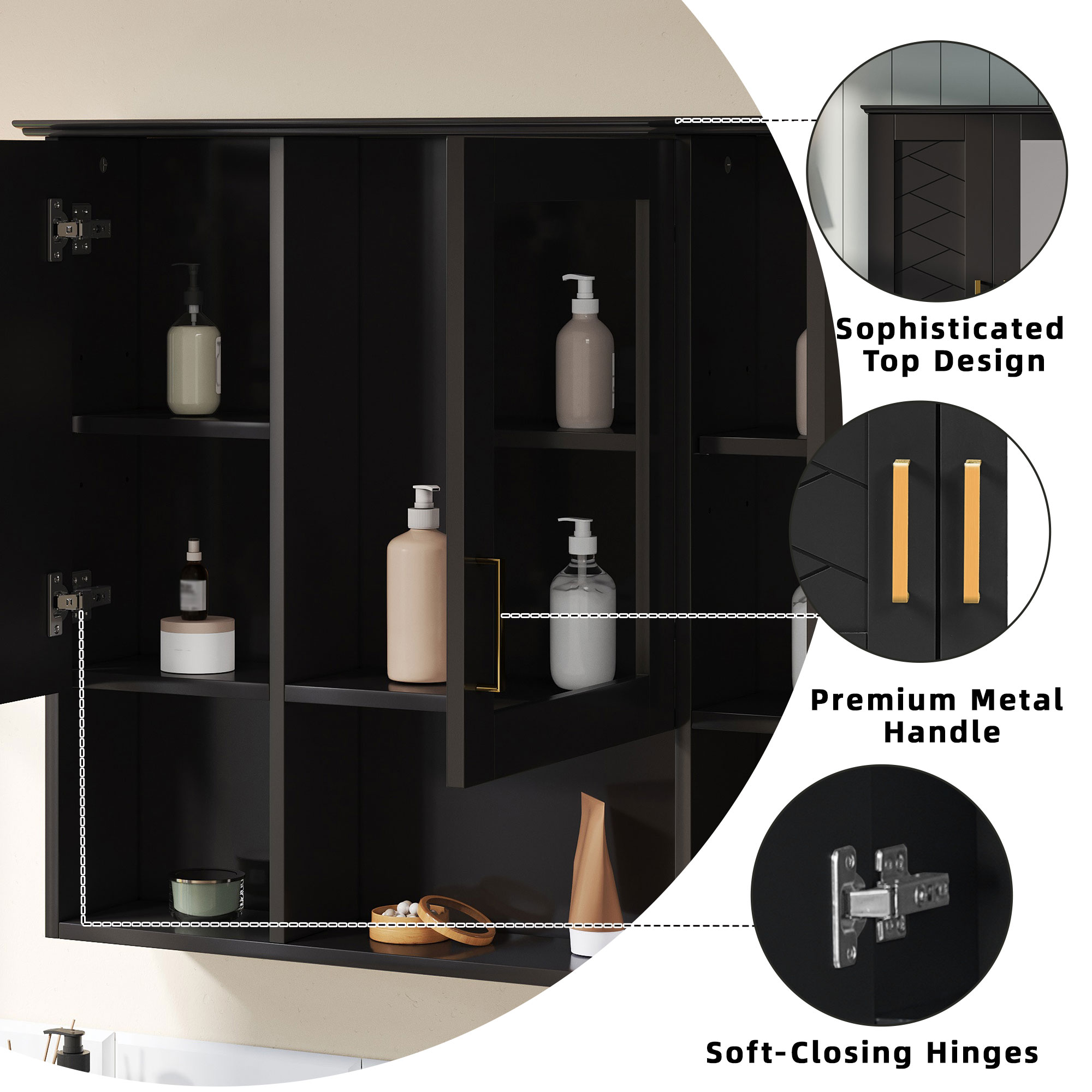 LUXEYARD 35 inch 2-in-1 Wall Mounted Medicine Cabinet with Adjustable ...