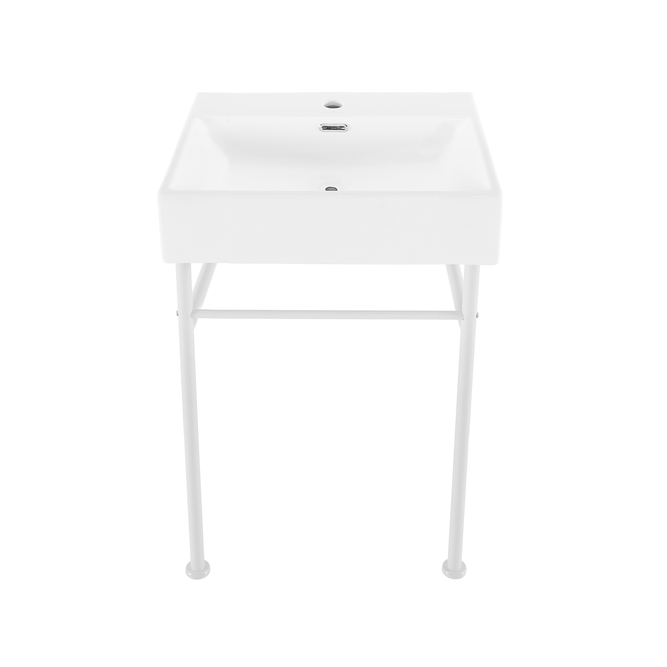 Claire 24" White Ceramic Console Sink with Matte White Legs