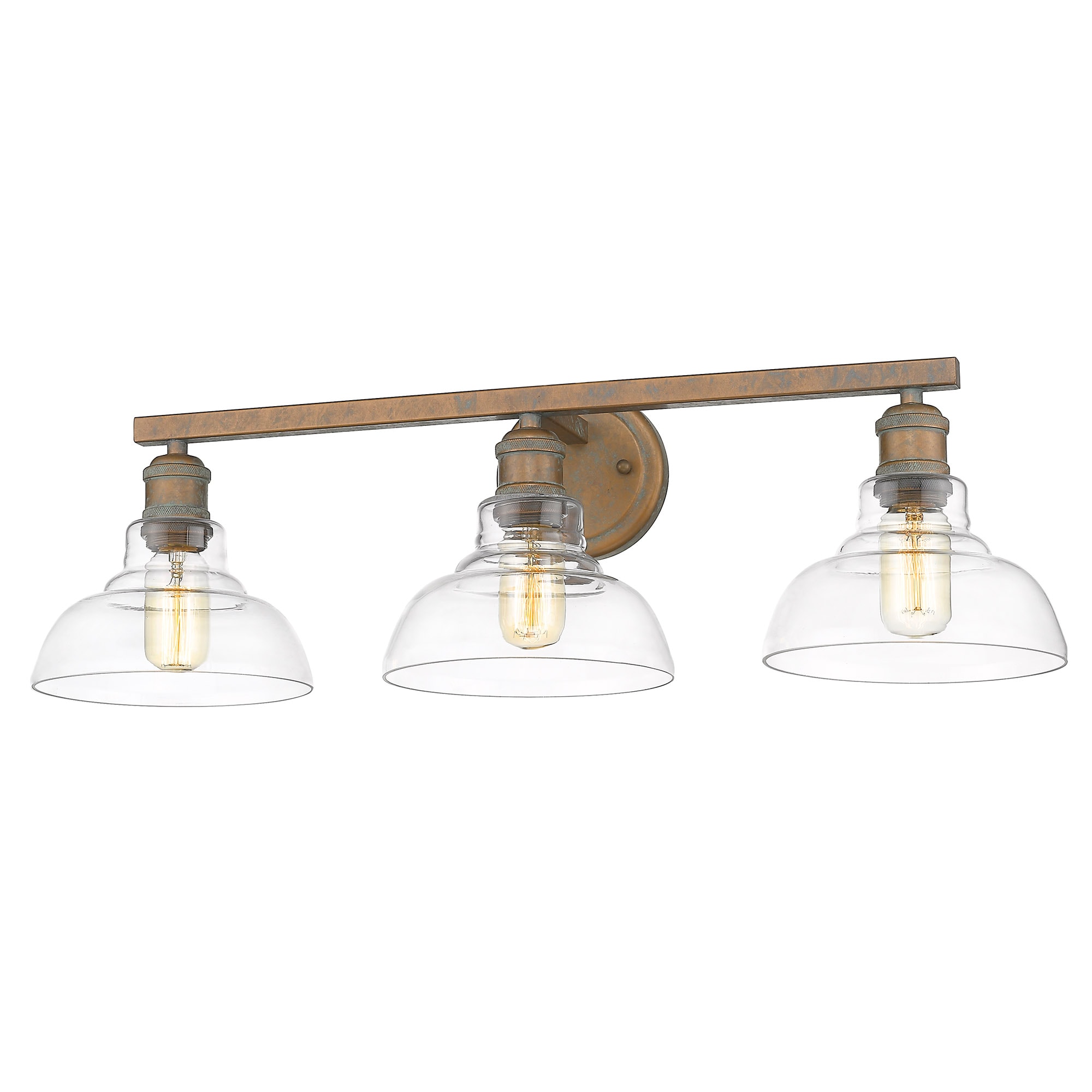 Golden Lighting 0305-BA3 CP-CLR Carver 27.5-in 3 -Light Polished White Industrial Vanity light